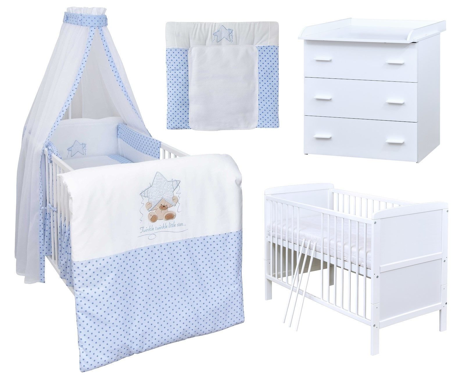 Baby-Delux Babyzimmer-Komplettset Babyzimmer 140x70 weiß Komplettset, günstig online kaufen