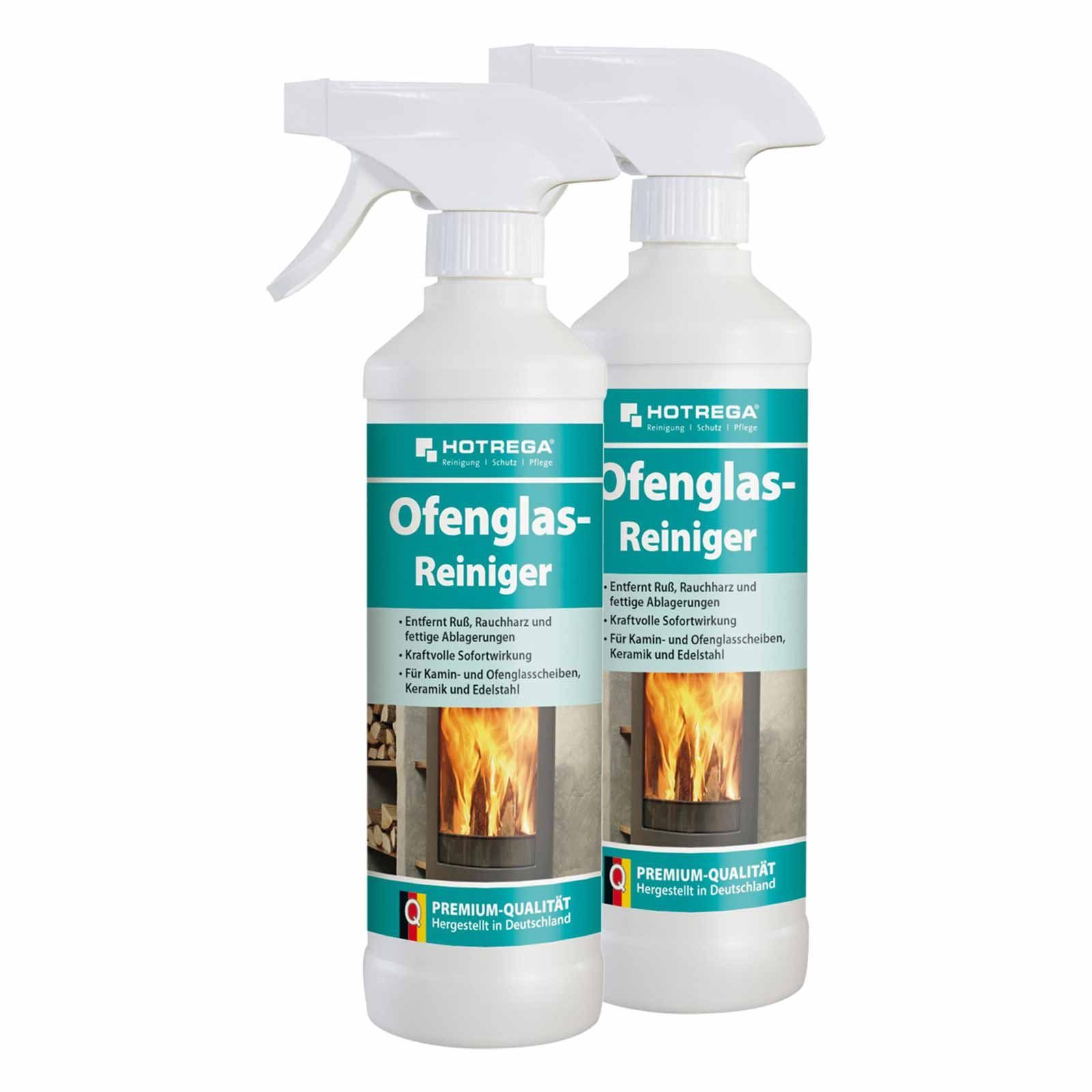 Ofenglasreiniger, - 500ml HOTREGA® Kaminscheibenreiniger, Glasreiniger 2x Glasreiniger