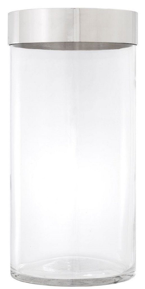 Runder cm Silber Glas Aluminium x mit - Qualität - Ring Kerzenleuchter Luxus 41,5 Ø 20,5 Luxus Padrino Kerzenleuchter H. Casa Kerzenleuchter