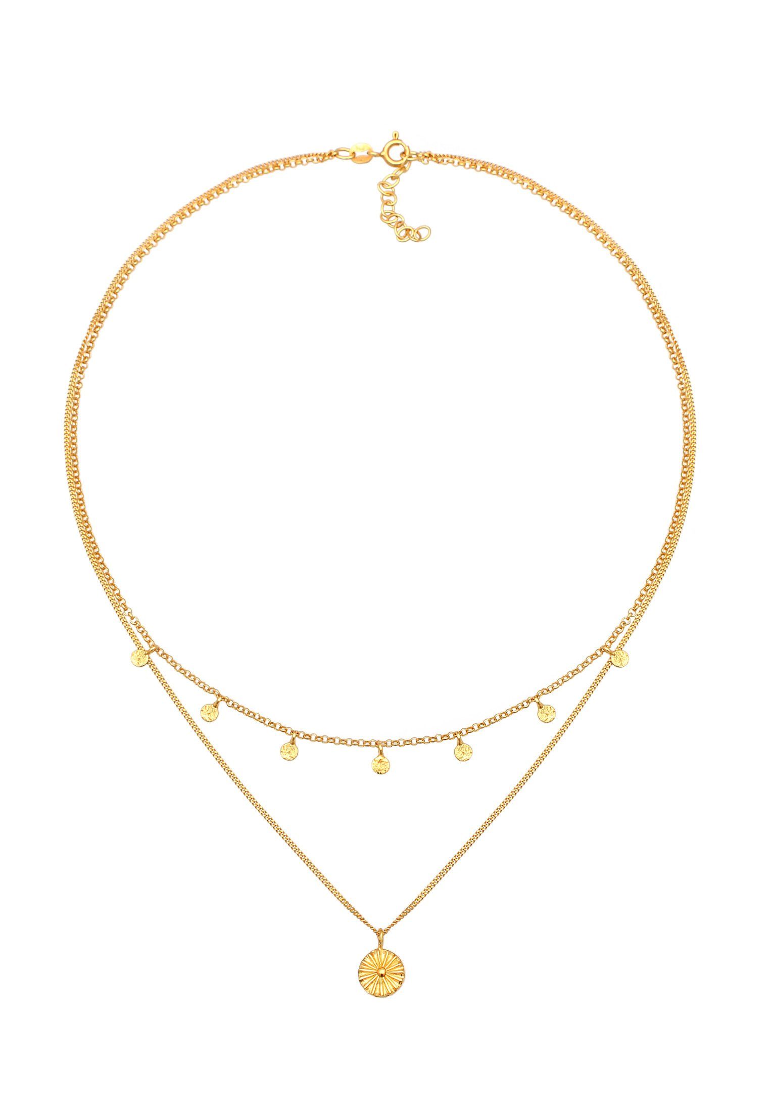 Elli Ketten-Set Layer Plättchen Disc Sonne 925 Silber, Plättchen