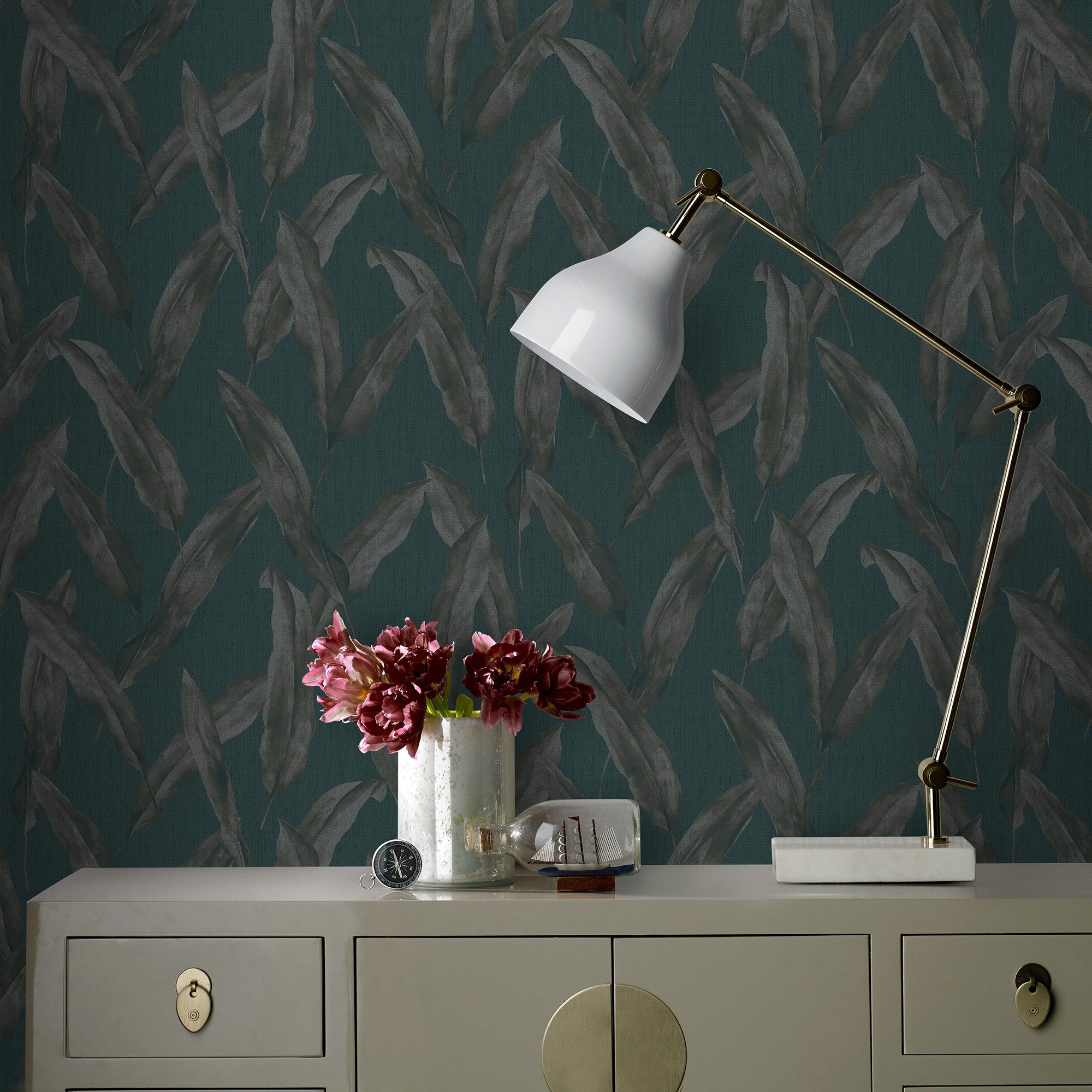 Leonique Vliestapete Gael Leaves, texturiert, Retro, (1 St), Design Tapeten