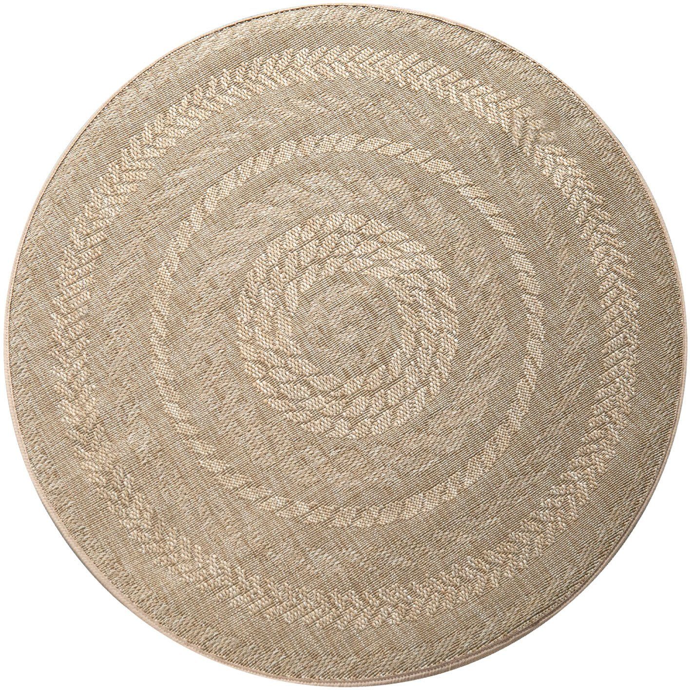 Teppich Malmedy 490, Paco Home, rund, Höhe: 4 mm, Flachgewebe, melierte Sisal-Optik, In- und Outdoor geeignet beige