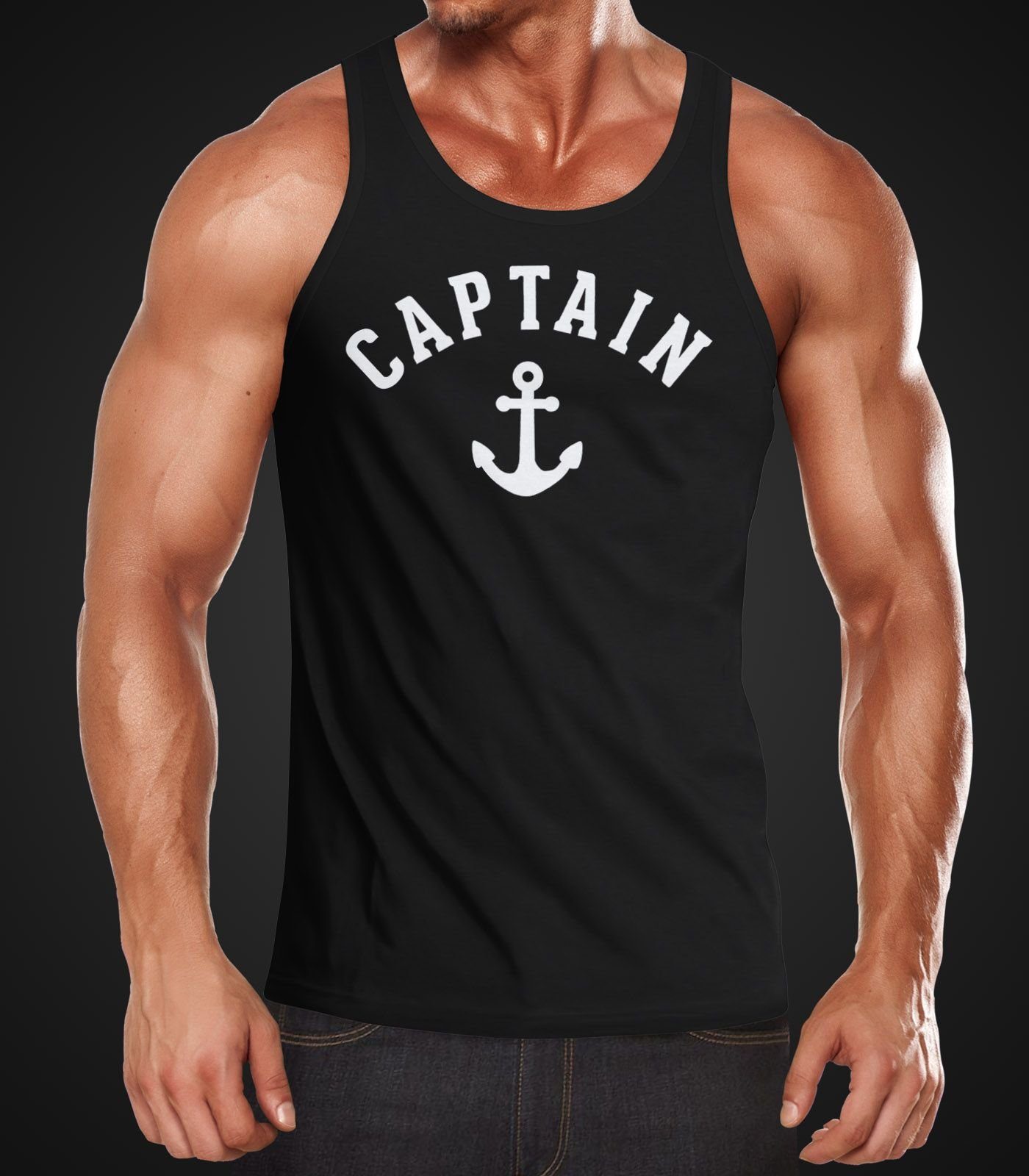 Neverless® Tanktop Anker mit Herren Neverless Anchor Captain Tank-Top Print schwarz