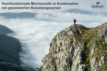 NORDSOX Wandersocken Merino Wolle für Damen und Herren (2-Paar) Klimaregulierend & gepolsterte Sohle und Ferse & weich & atmungsaktiv