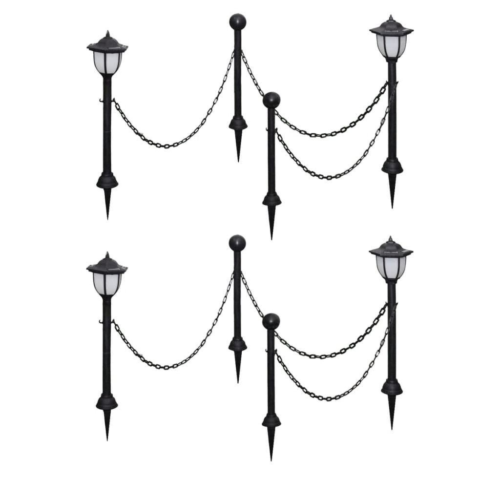 vidaXL Gartenleuchte NA Solarleuchten 4 Stk mit Kette und Pfosten Gartenlampe Gartenleuchte