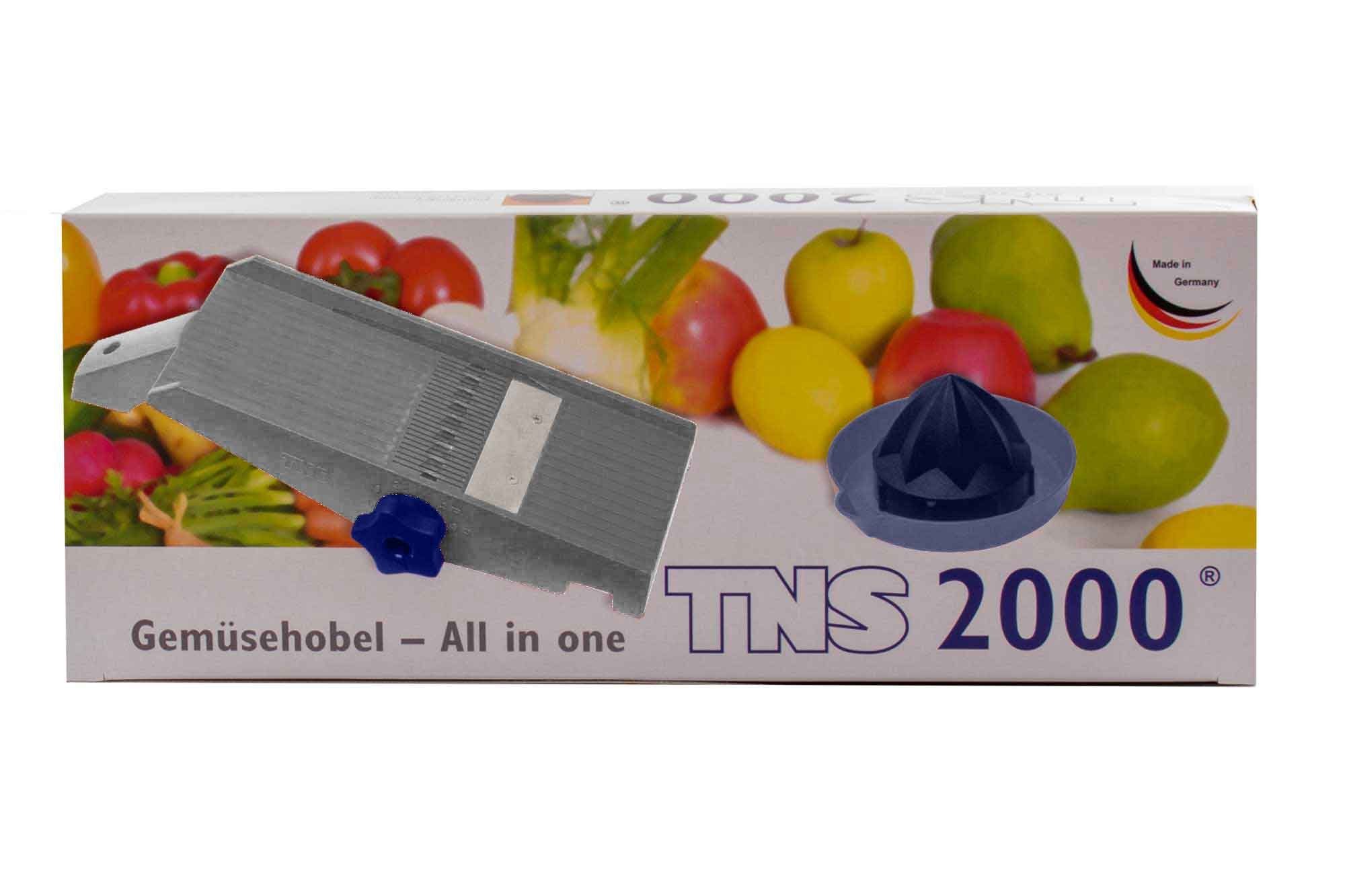 ONE Grau, Gemüsereibe 2-St) 2000 Kunststoff, Küchenhobel Gemüsehobel All TNS Gemüsehobel 2000 Restehalter, (Hobel in mit TNS