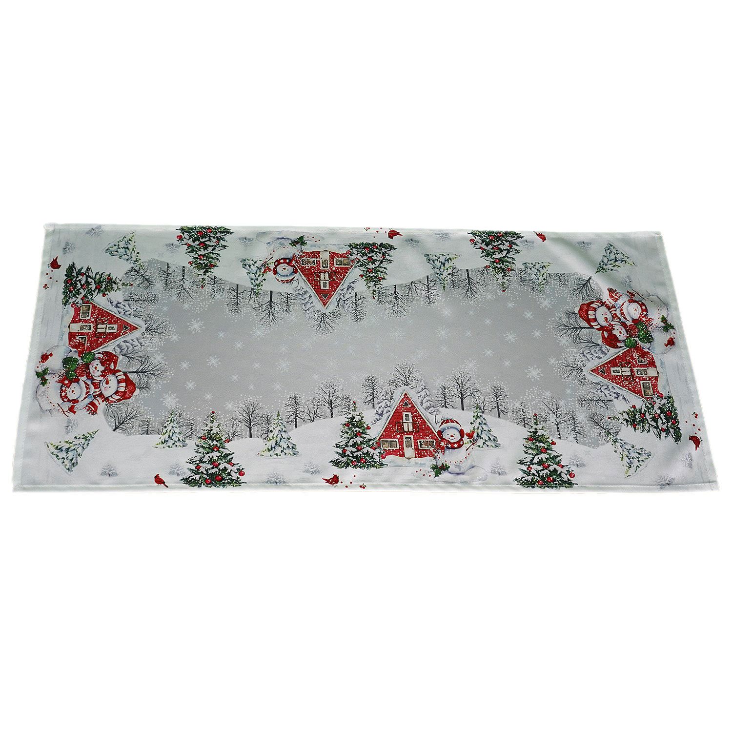 Tischdecke Tischwäsche Druck Schneemannfamilie farbig Winter Weihnachten