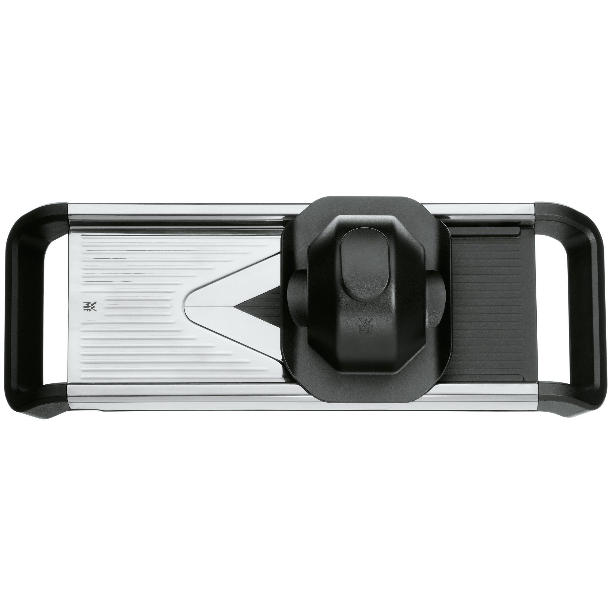 WMF Овощерезка Top Tools, Cromargan® Edelstahl rostfrei 18/10, (1x Овощерезка (37 x 12,5 cm), 3x Ломтерезкиeinsatz (1x mit glatter Oberfläche, 1x grobe Zacken, 1x feine Zacken), 1x Fingerschutz, 1x Aufbewahrungsbox für 2 Ломтерезкиeinsätze, 1x Messerklingen-Stahl, 6-St)
