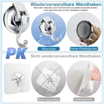 BlingBin Wandhaken 4 Pack Saugnapf Haken Handtuchhalter Ohne Bohren, Badezimmer, (4er Set, 4-St., 4pcs), Extra Stark für Küche, Badezimmer, Wohnmobil, Büro und Schlafzimmer