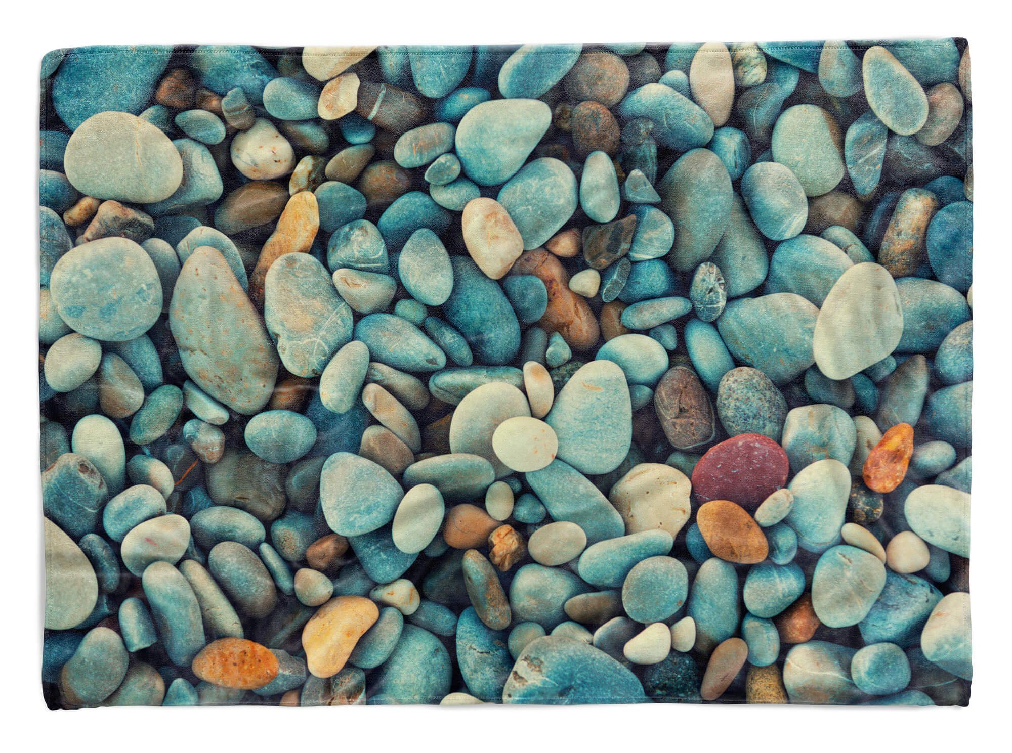 Sinus Art Handtücher Handtuch Strandhandtuch Saunatuch Kuscheldecke mit Fotomotiv Runde Steine Fotok, Baumwolle-Polyester-Mix (1-St), Handtuch | Saunahandtücher