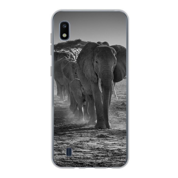 MuchoWow Handyhülle Elefanten in Kenia in Schwarz und Weiß Handyhülle Samsung Galaxy A10 Smartphone-Bumper Print Handy