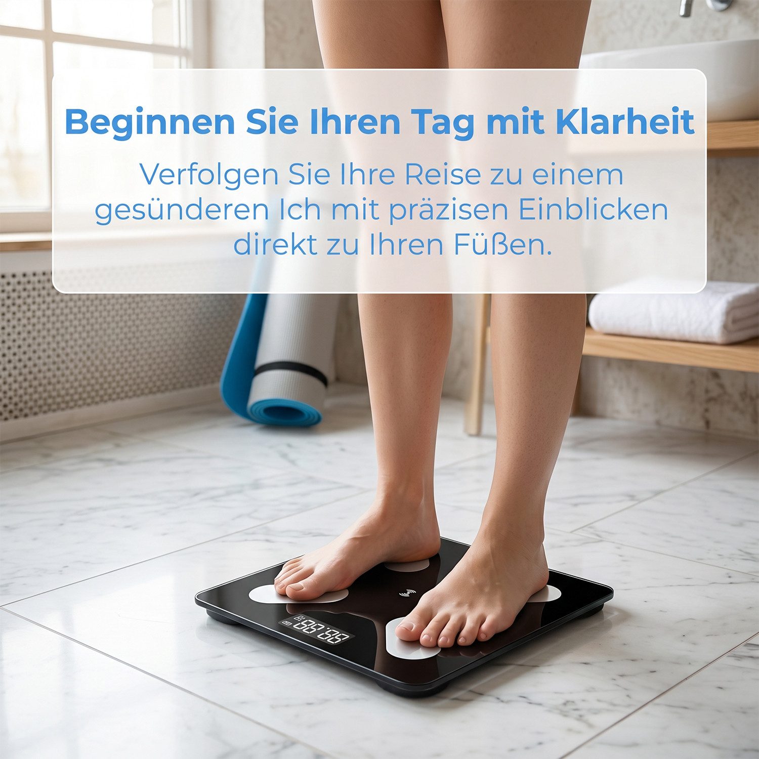 AKKEE Körper-Analyse-Waage Bluetooth Personenwaage mit App LCD-Smart Digitale Waage, Körperfettwaage – Bild 2 von 5