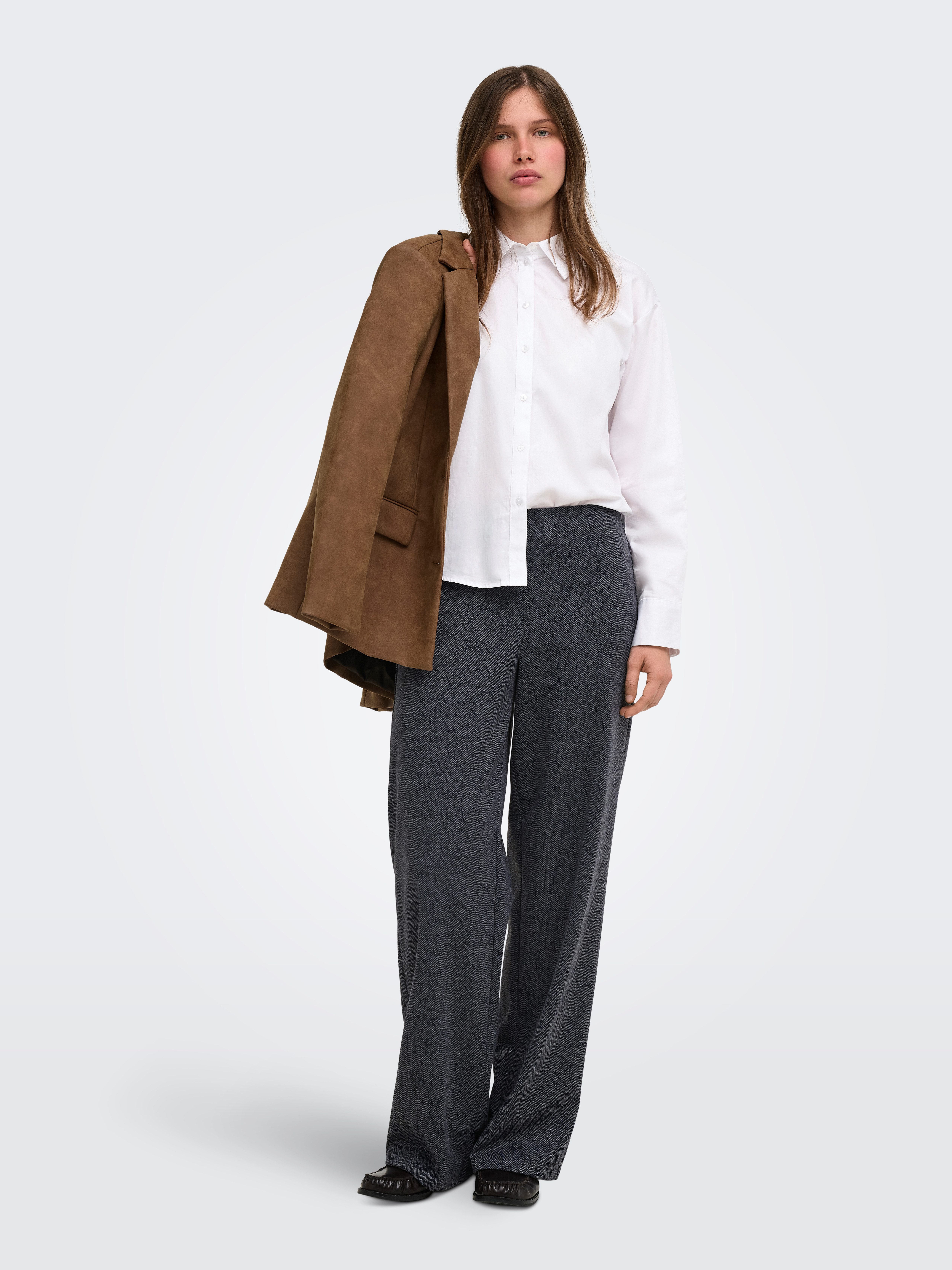 ONLY Anzughose ONLBREMEN MW HERRINGBONE WIDE PANT PNT Materialmix – Bild 3 von 5