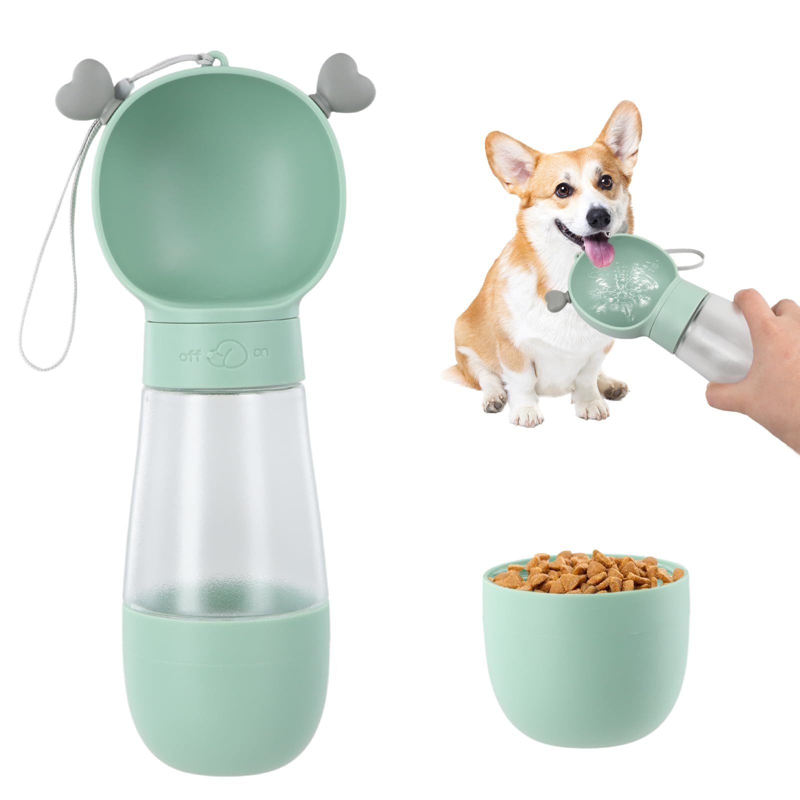 Hunde-Futterautomat Haustier Wasserflasche mit 200ml Futternapf, 350ml Hund Trinkflasche