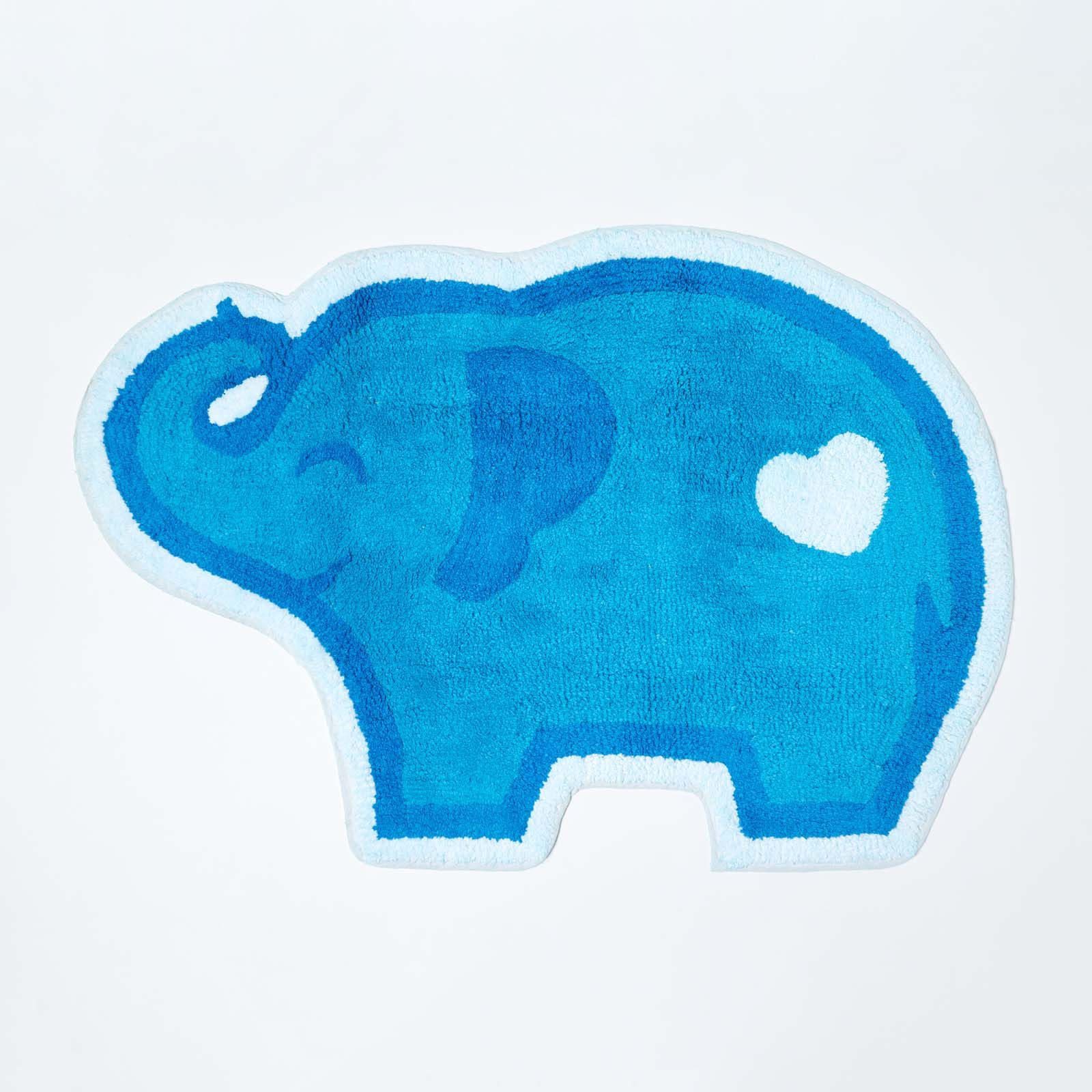 Homescapes Teppich Kinderteppich blauer Elefant 100% Baumwolle, Höhe: 20 mm