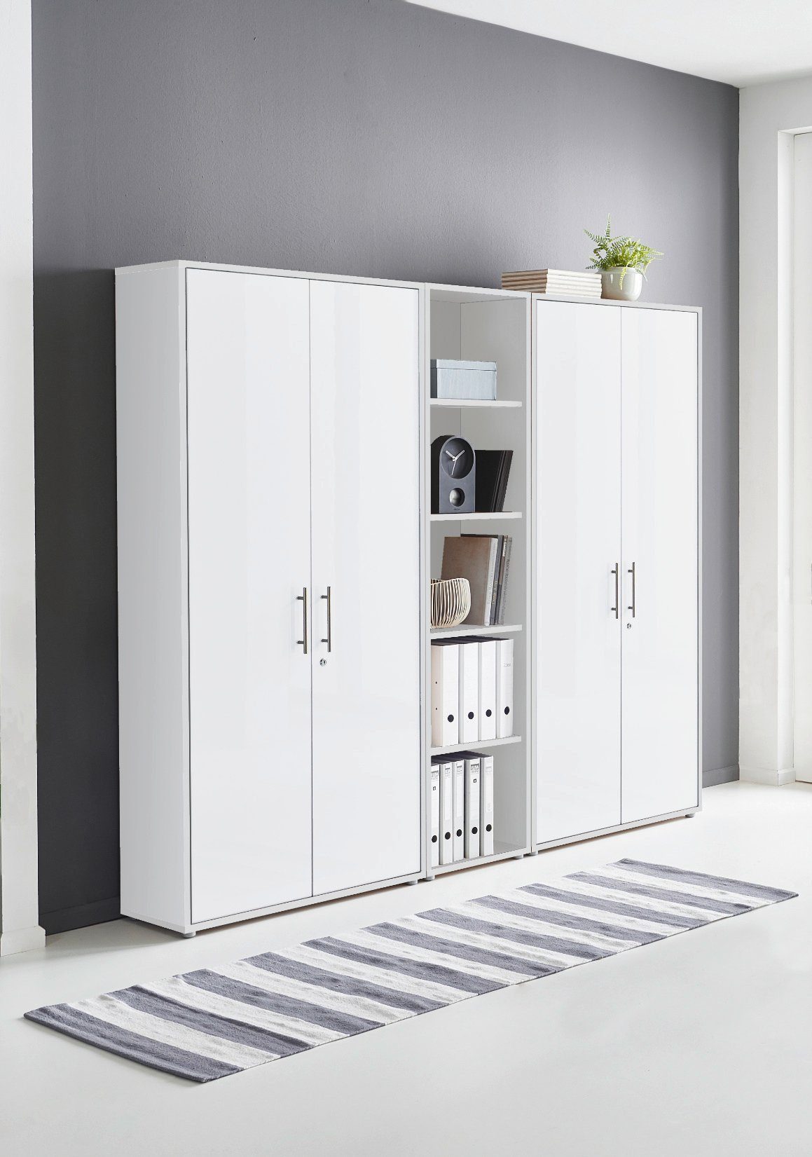 BMG Möbel Aktenschrank Büromöbel Office Edition 10 (Aktenschrank Regal Set, besteht aus 2x Aktenschrank und 1x Regal) mit viel Stauraum, abschließbar – Bild 2 von 5