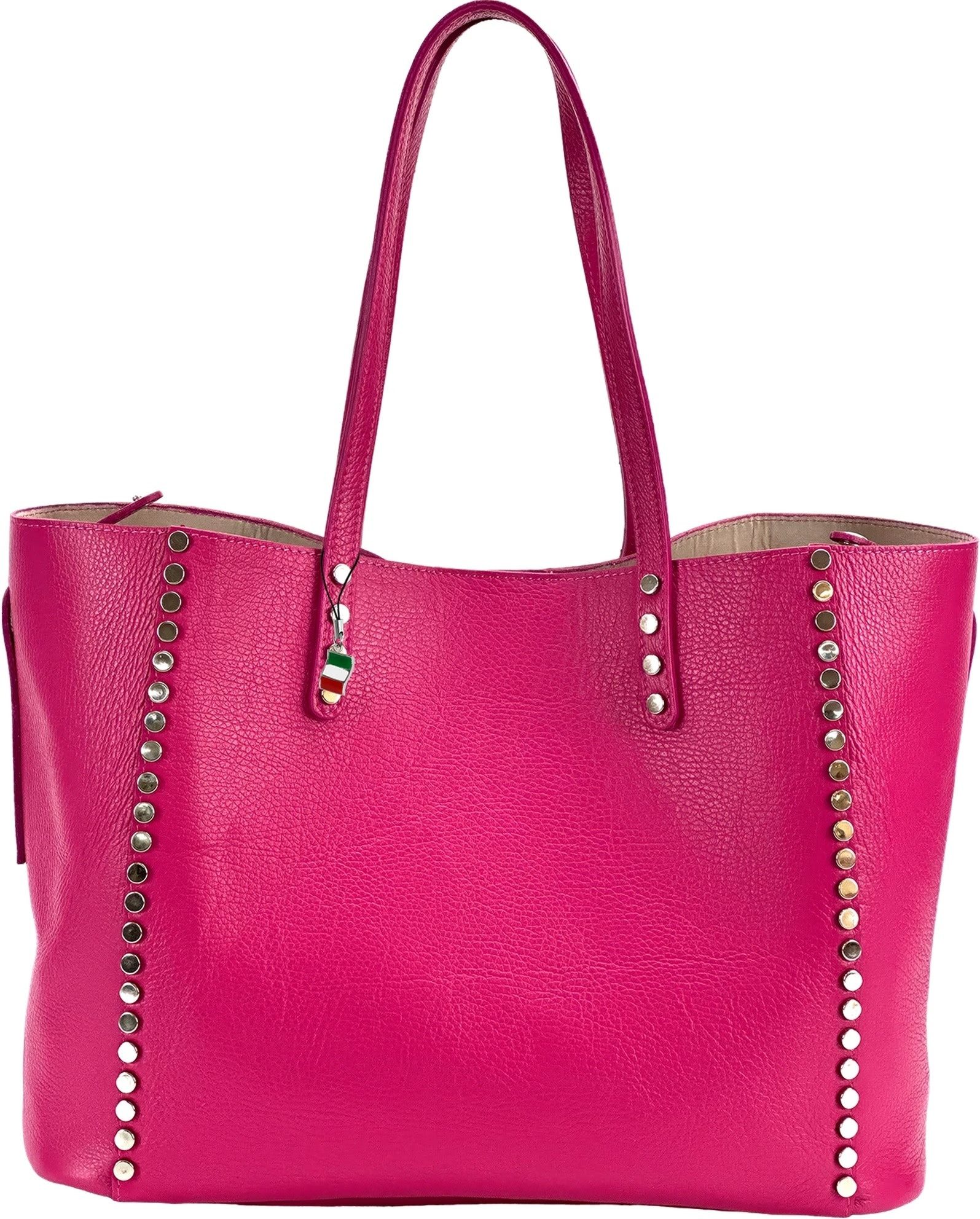 FLORENCE Schultertasche Florence Damen Schultertasche Leder Tote (Schultertasche), Damen Schultertasche, Tote Bag Leder, fuchsia, pink ca. 40 x 30cm hoch