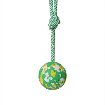 Silberstern Kauspielzeug Hundeball-Seilspielzeug, interaktiver Hundeseilball aus Naturkautschuk, Apportier- und Ziehspielzeugball, geeignet für alle Hunde