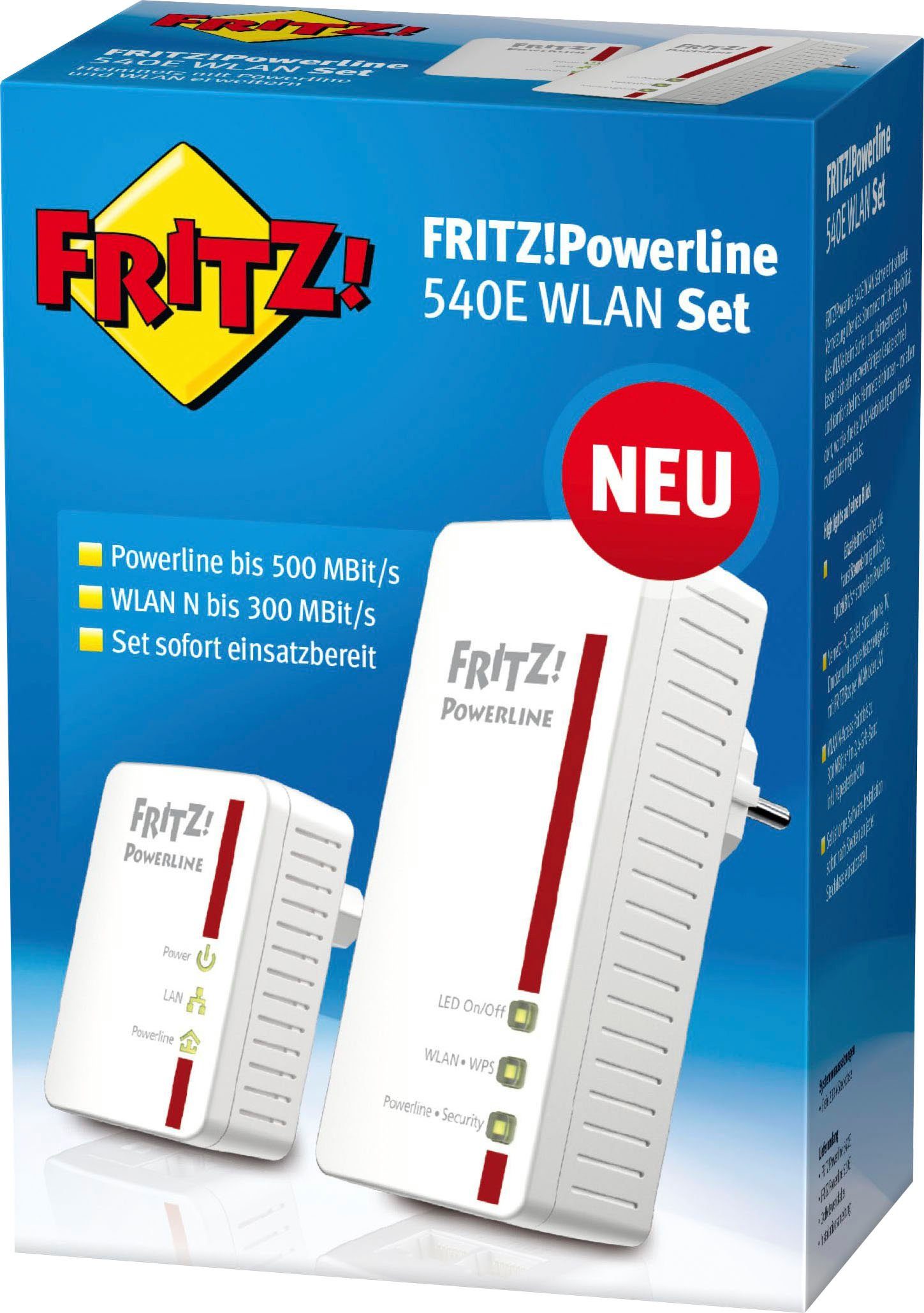 AVM Fritz!Powerline 540E WLAN F-Stecker Set Netzwerk-Adapter 5