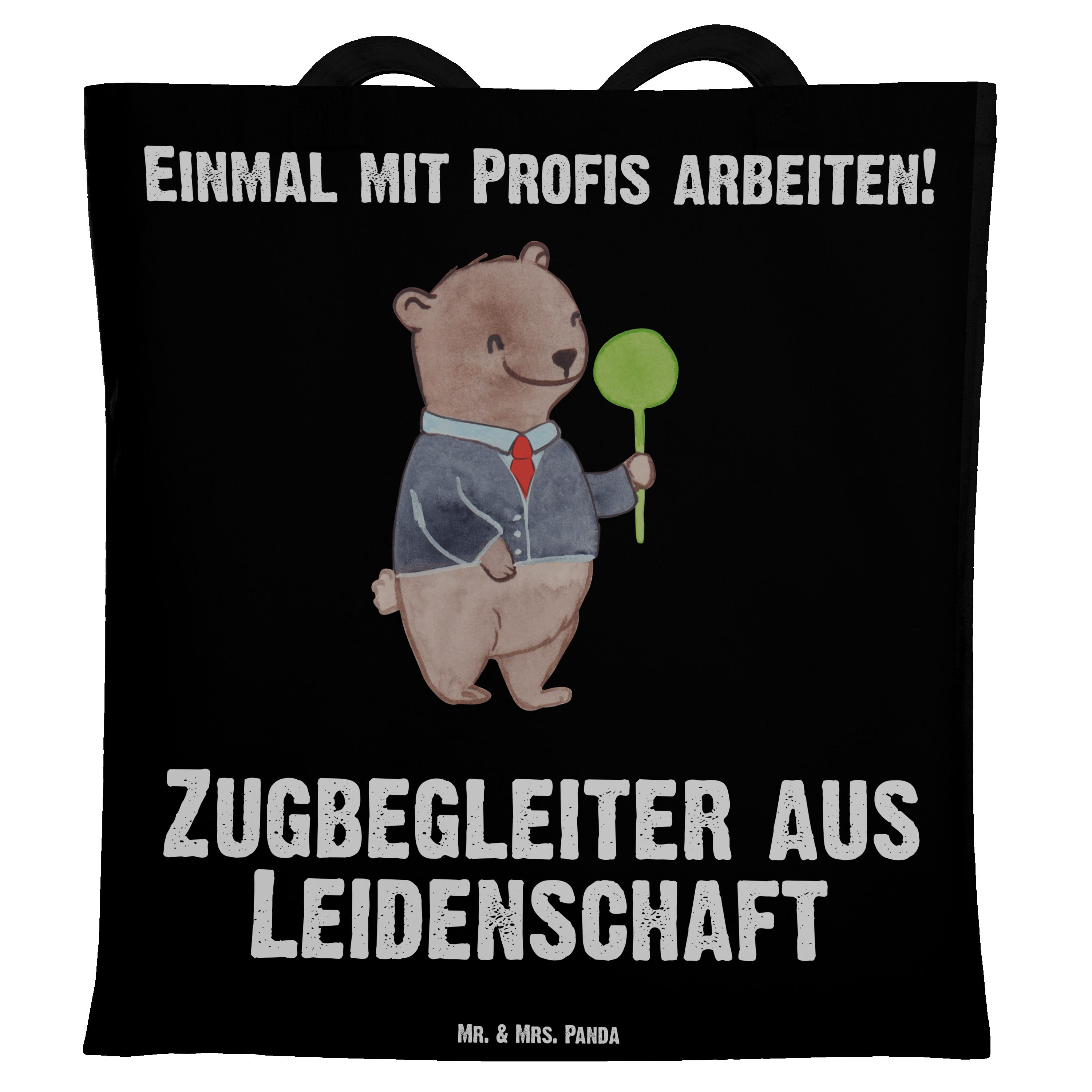 Mr. & Mrs. Panda Tragetasche Zugbegleiter aus Leidenschaft - Schwarz - Geschenk, Beutel, Abschied, (1-tlg)