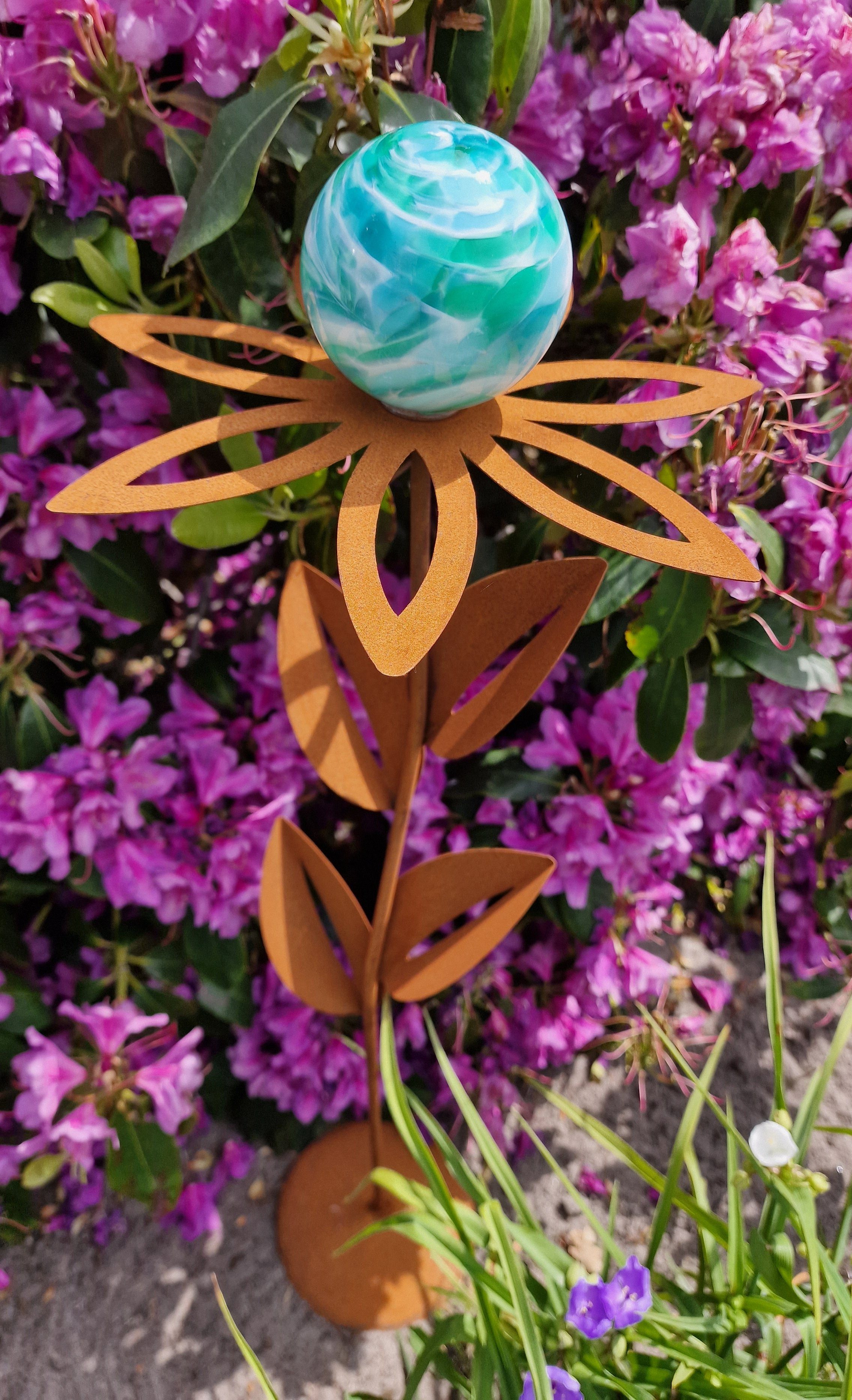 Paris cm Jade Gartenstecker mit Cortenstahl Garten-Ambiente Bocker Glaszauber Blume 77 Standfuß Jürgen