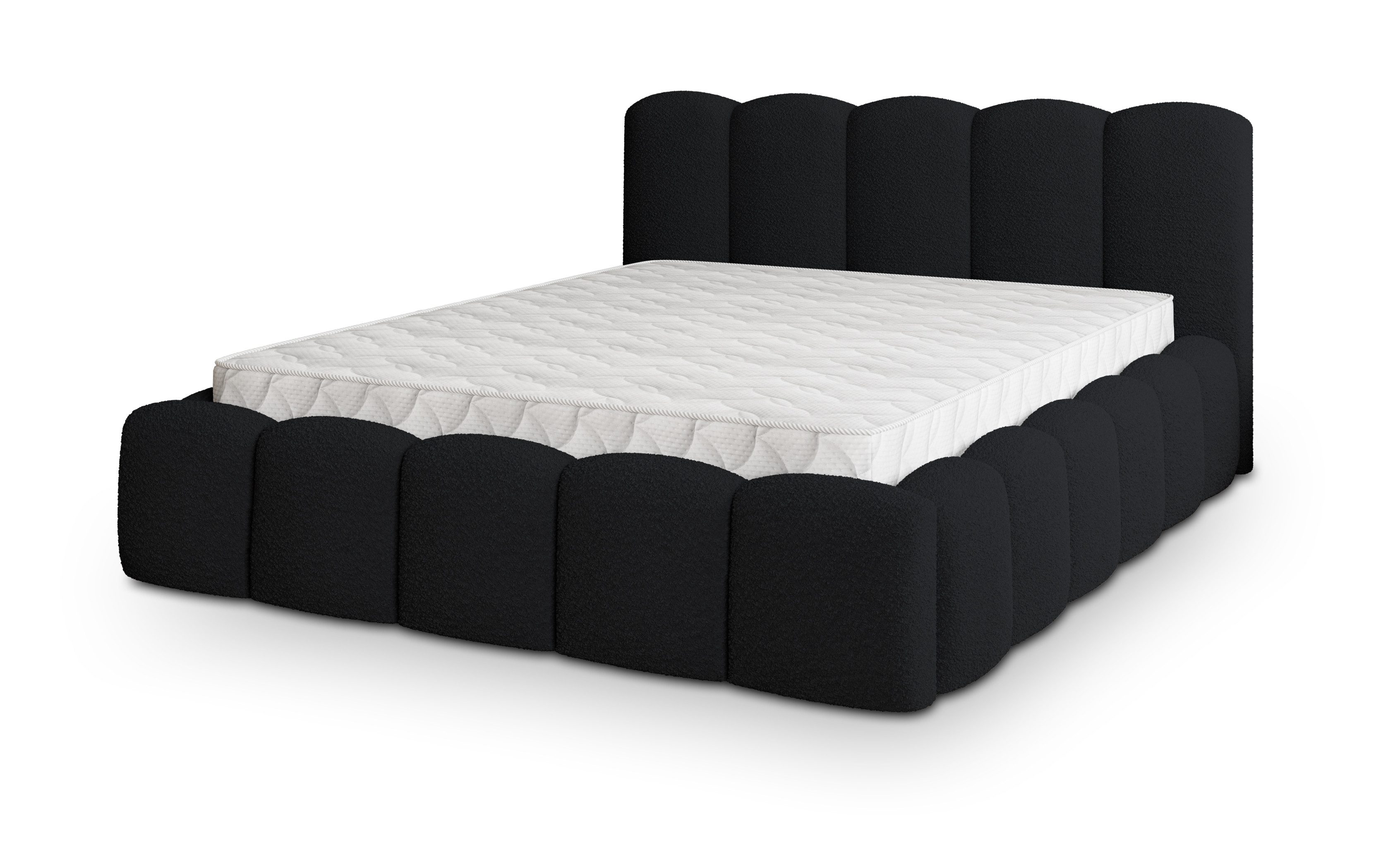 Masseno Polsterbett FALINA 120x200 cm schwarz (mit Bettkasten und Lattenrost)