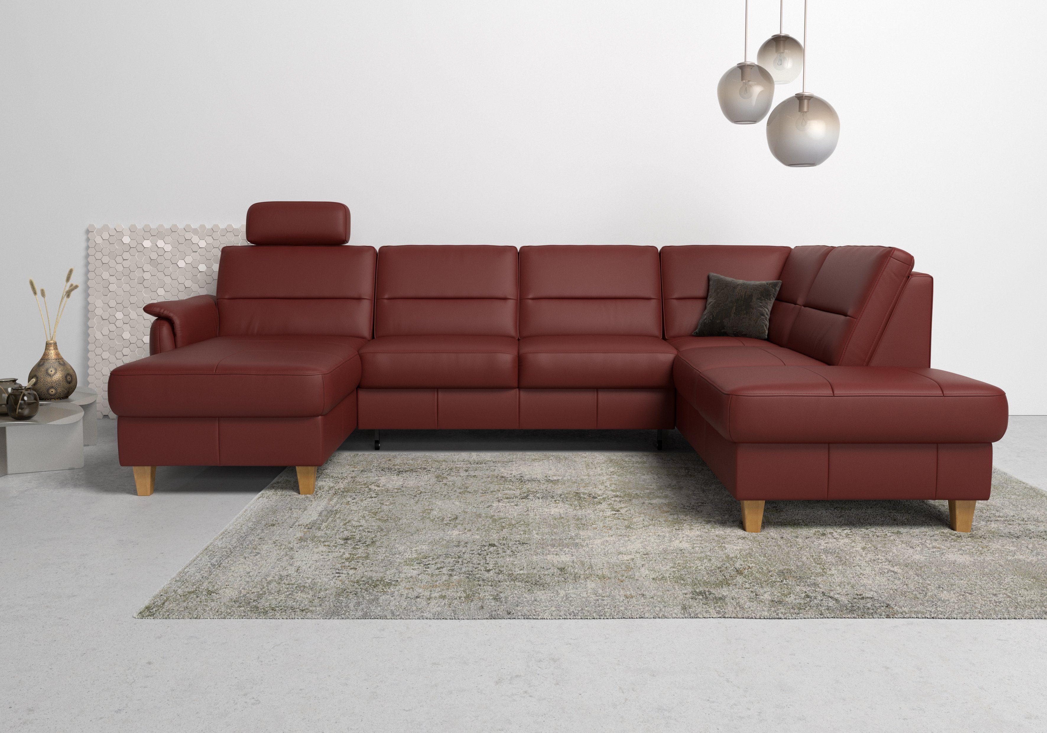 Home affaire Wohnlandschaft Palmera U-Form, B: 308 cm, optional Bettfunktion & Bettkasten, Federkern