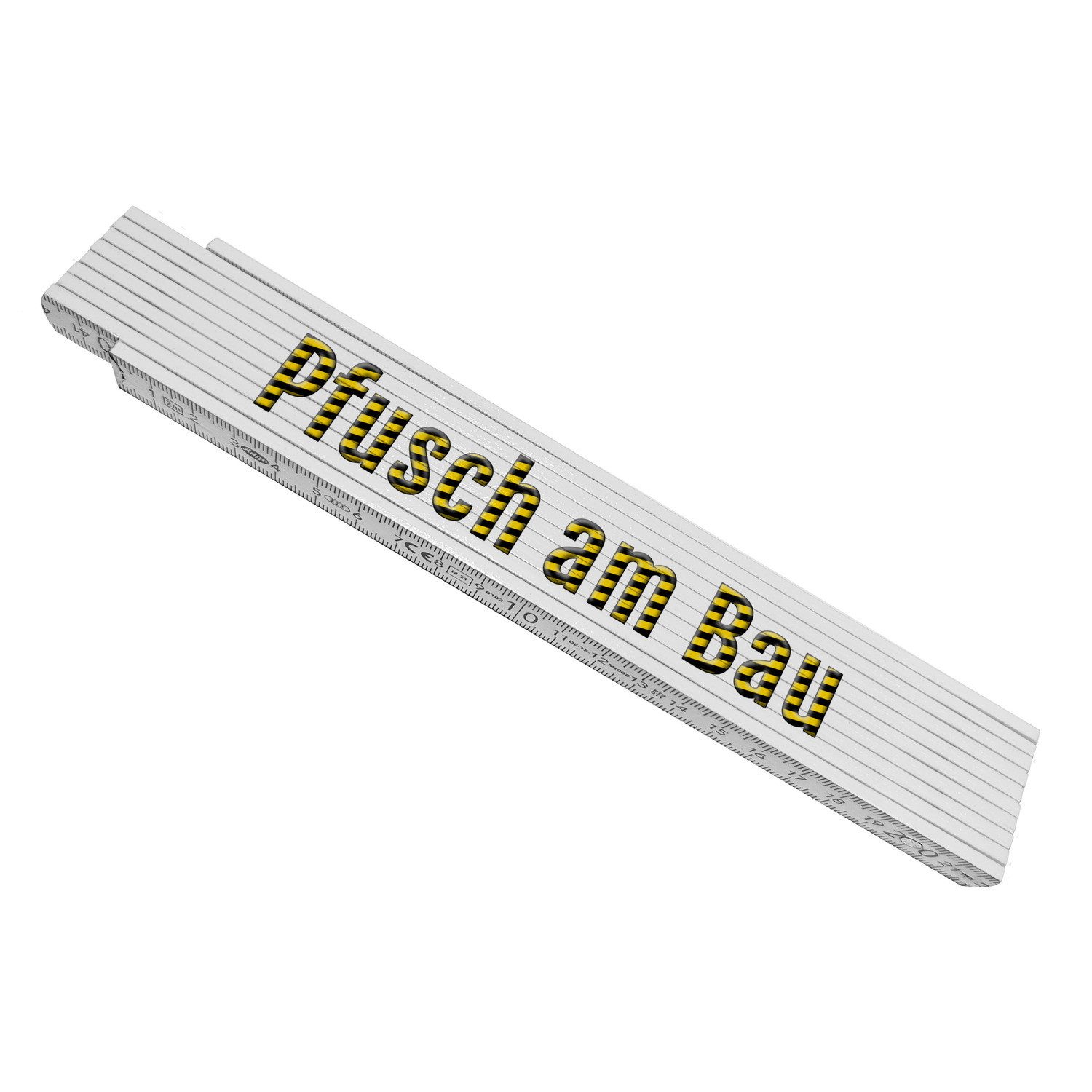 speecheese Zollstock Meterstab aus Holz mit Spruch: Pfusch am Bau in Flatterbandoptik