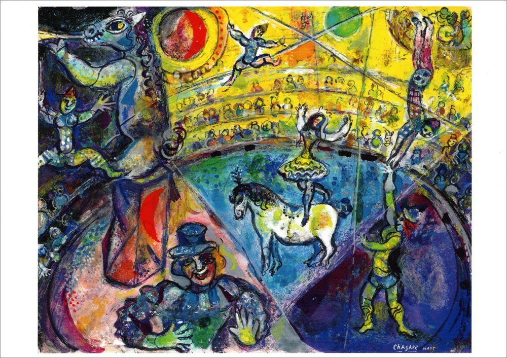 Postkarte Kunstkarte Chagall Marc "Das Zirkuspferd"