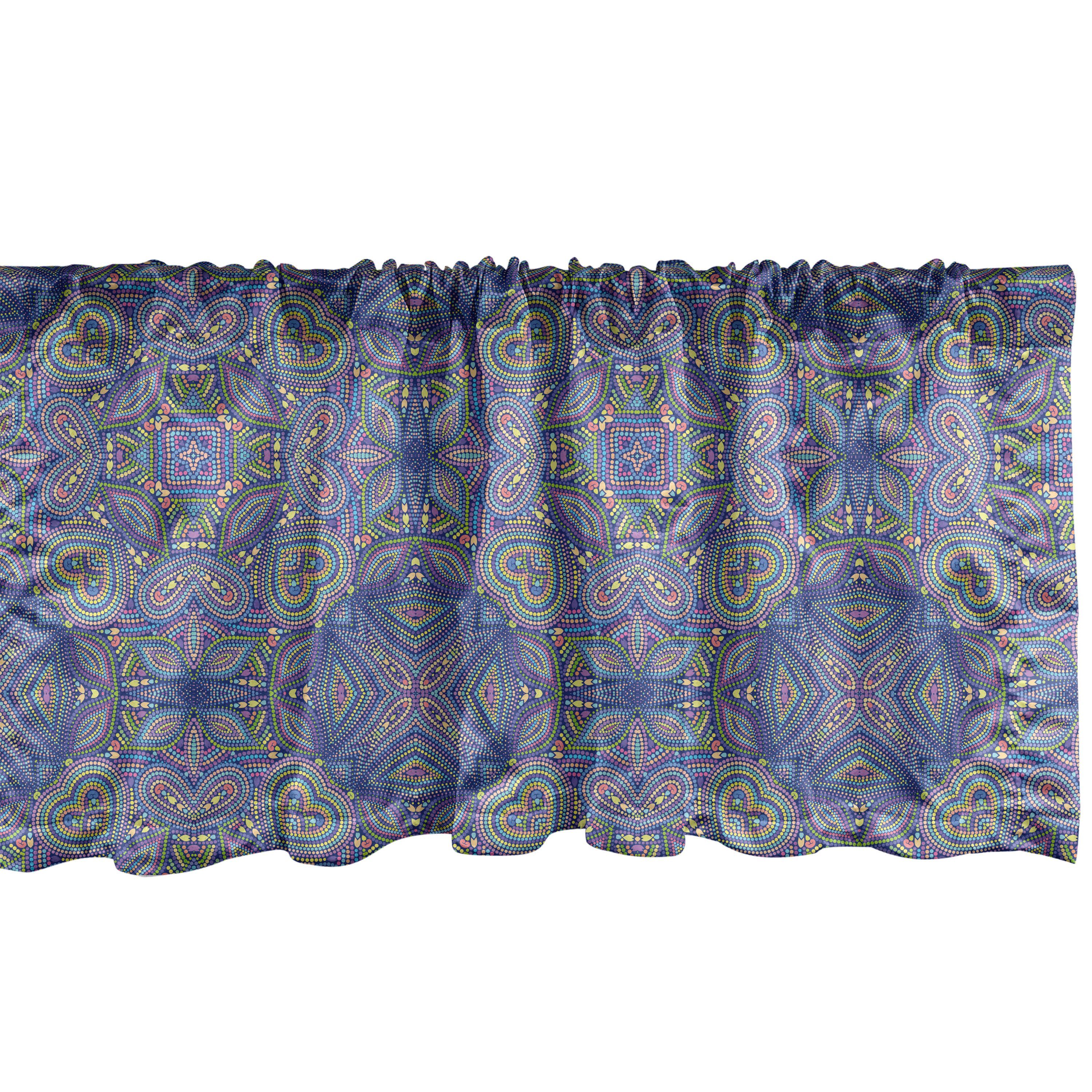 Scheibengardine Vorhang Volant für Küche Schlafzimmer Dekor mit Stangentasche, Abakuhaus, Microfaser, Mosaik Bunte Muster Dotwork