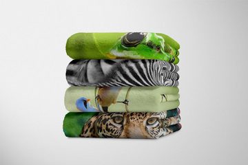 Sinus Art Handtücher Handtuch Strandhandtuch Saunatuch Kuscheldecke mit Tiermotiv kleine Vögel auf R, Baumwolle-Polyester-Mix (1-St), Handtuch