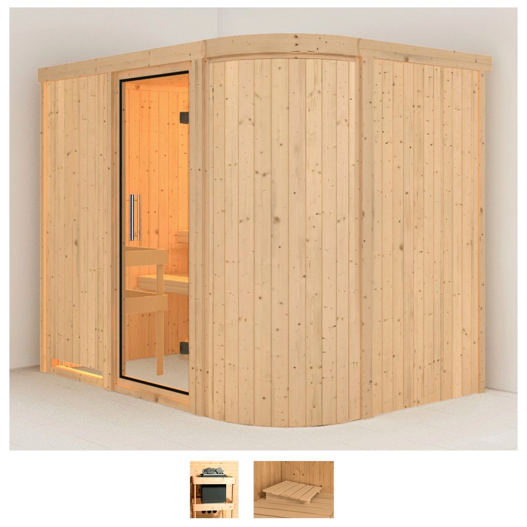 Karibu Sauna Thyra 4, BxTxH: 231 x 170 x 198 cm, 68 mm, (Set) ohne Ofen