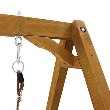 OKWISH Doppelschaukel Schaukel mit Rutsche und Kletterleiter, (Schaukelgerüst Schaukelgestell aus Massivholz 238,5x240x168,9cm), Robuste Kinderschaukel für Kinder Outdoor