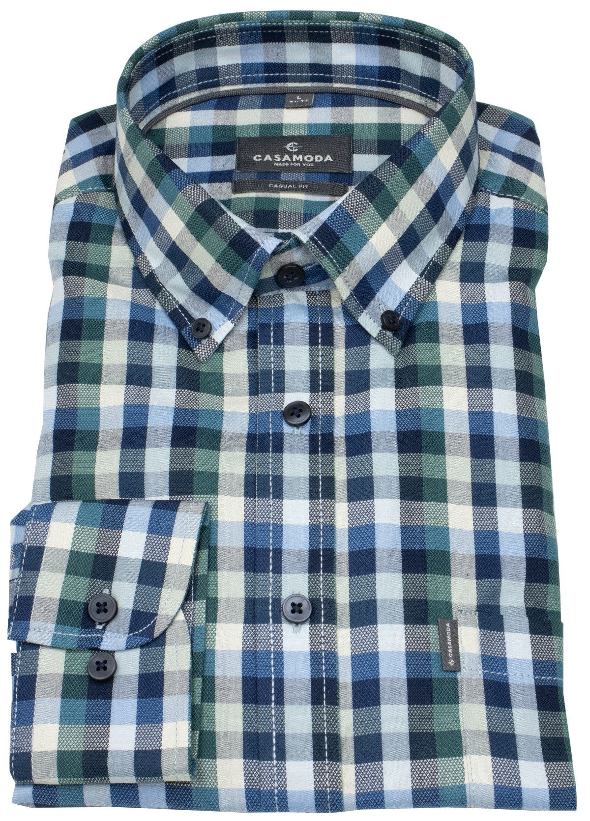 CASAMODA Karohemd Casamoda Comfort Fit extra langer Arm Button-Down-Kragen