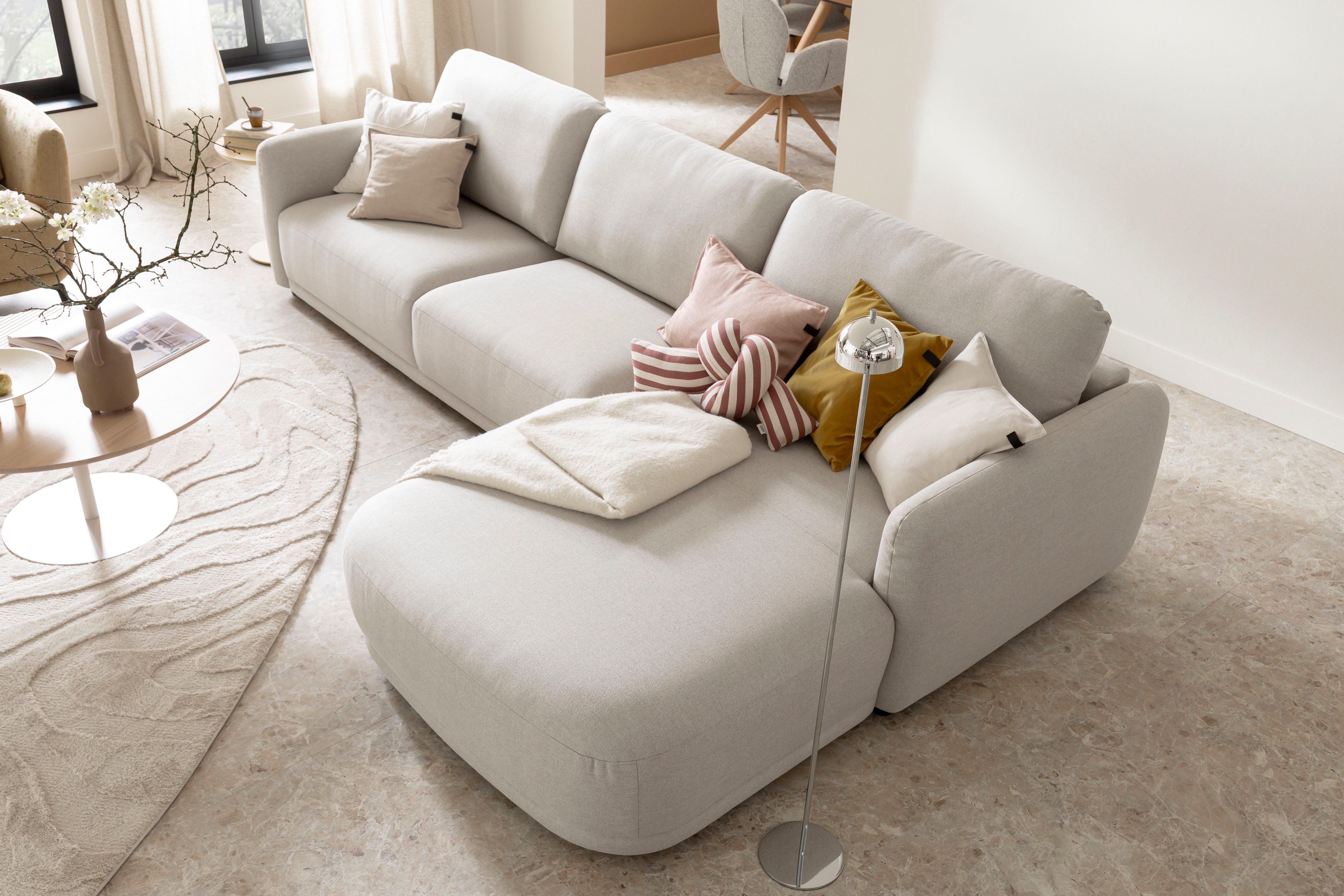 SCHÖNER WOHNEN-Kollektion Ecksofa Wonder, organisches Design, Breite 318cm, schmale Armlehnen, L-Form, Sanfte Kurven, Kammerkissen-Komfort & maximale Entspannung
