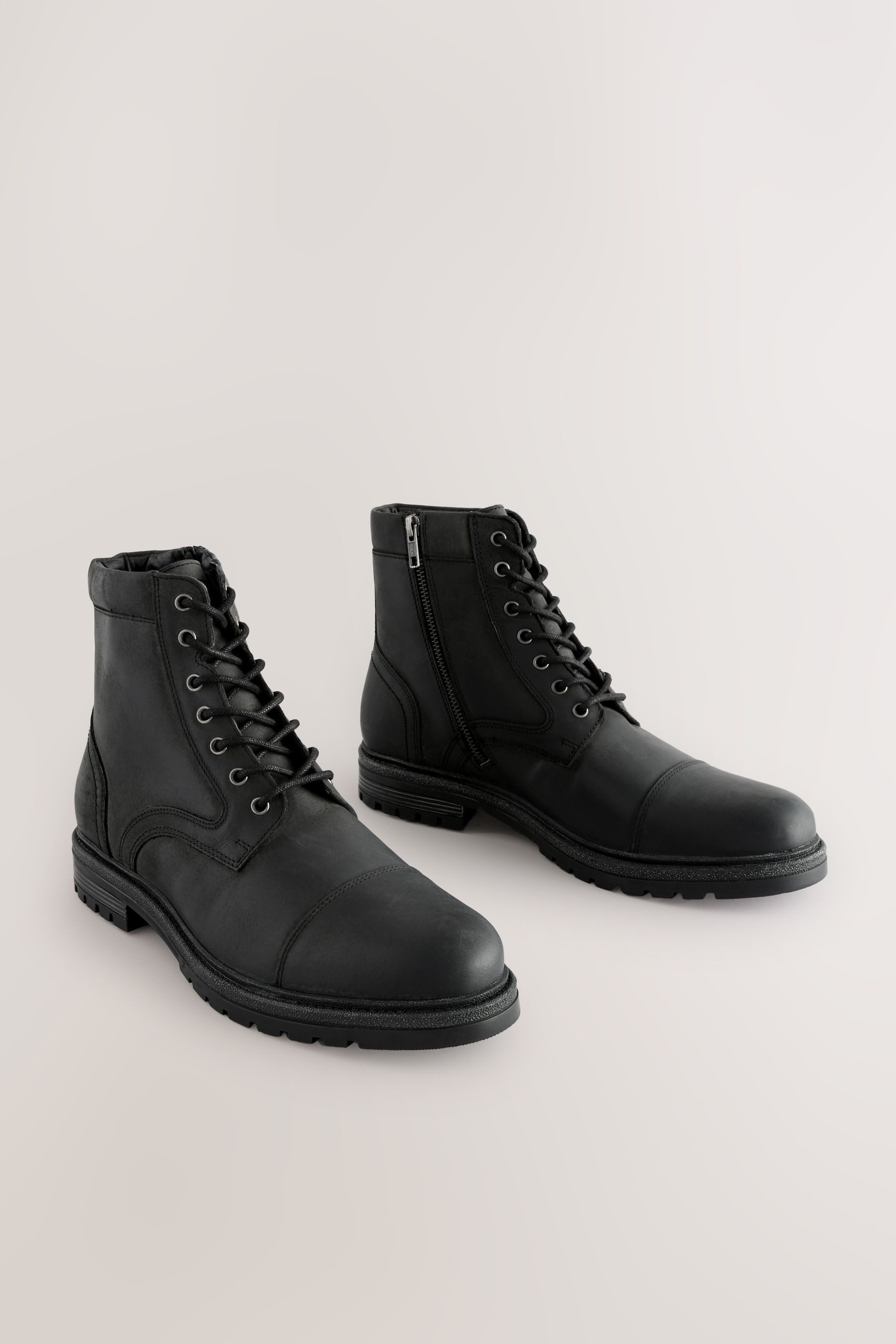 Next Lederstiefel mit Zehenkappe Schnürstiefelette (1-tlg)
