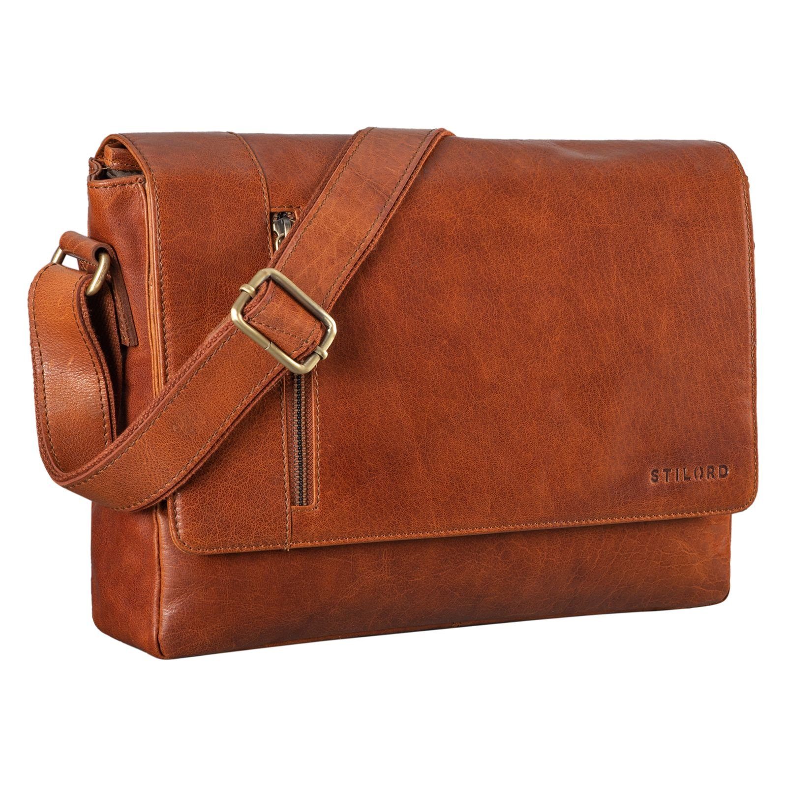 STILORD Schultertasche "Davis" Messenger Bag Leder 13 Zoll Umhängetasche Echtleder