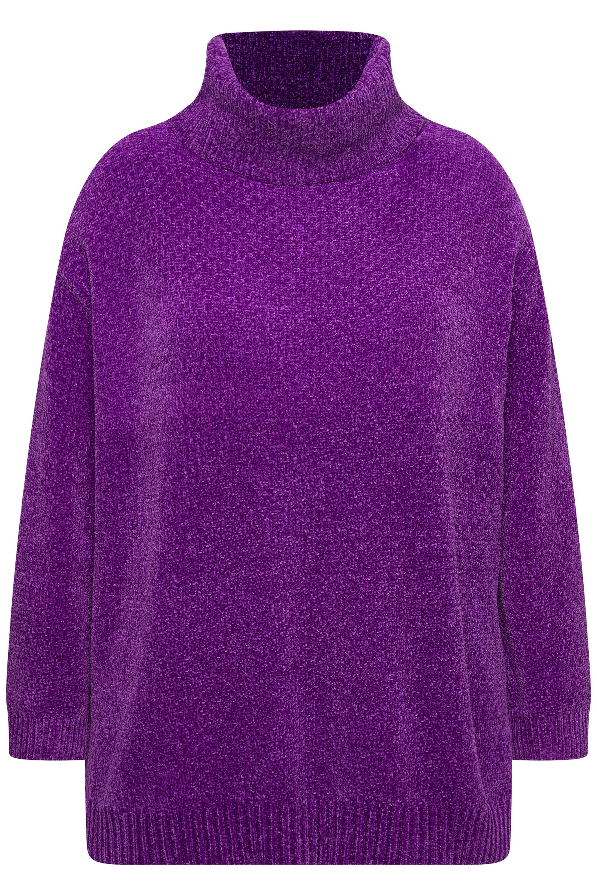 Ulla Popken Longpullover Chenille-Pullover Oversized Stehkragen günstig online kaufen