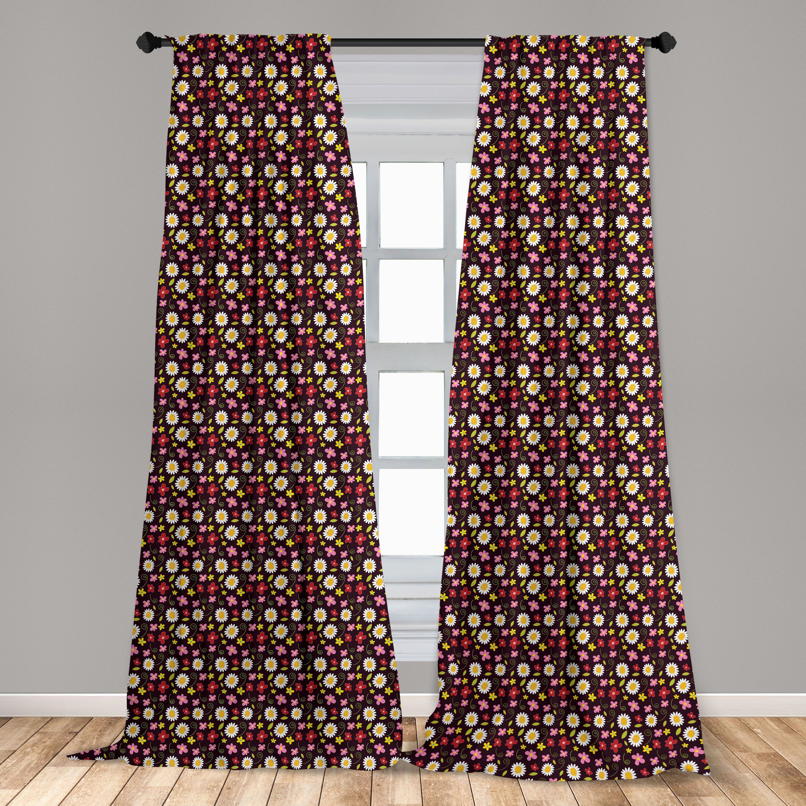 Kunst Dekor, Microfaser, Gänseblümchen-Blumen-Motive Schlafzimmer Gardine Vorhang für Blumen Wohnzimmer Abakuhaus,