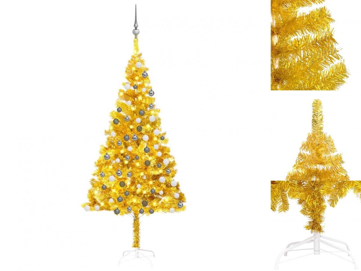 vidaXL Künstlicher Weihnachtsbaum Künstlicher Weihnachtsbaum mit LEDs Kugeln Golden 180cm PET