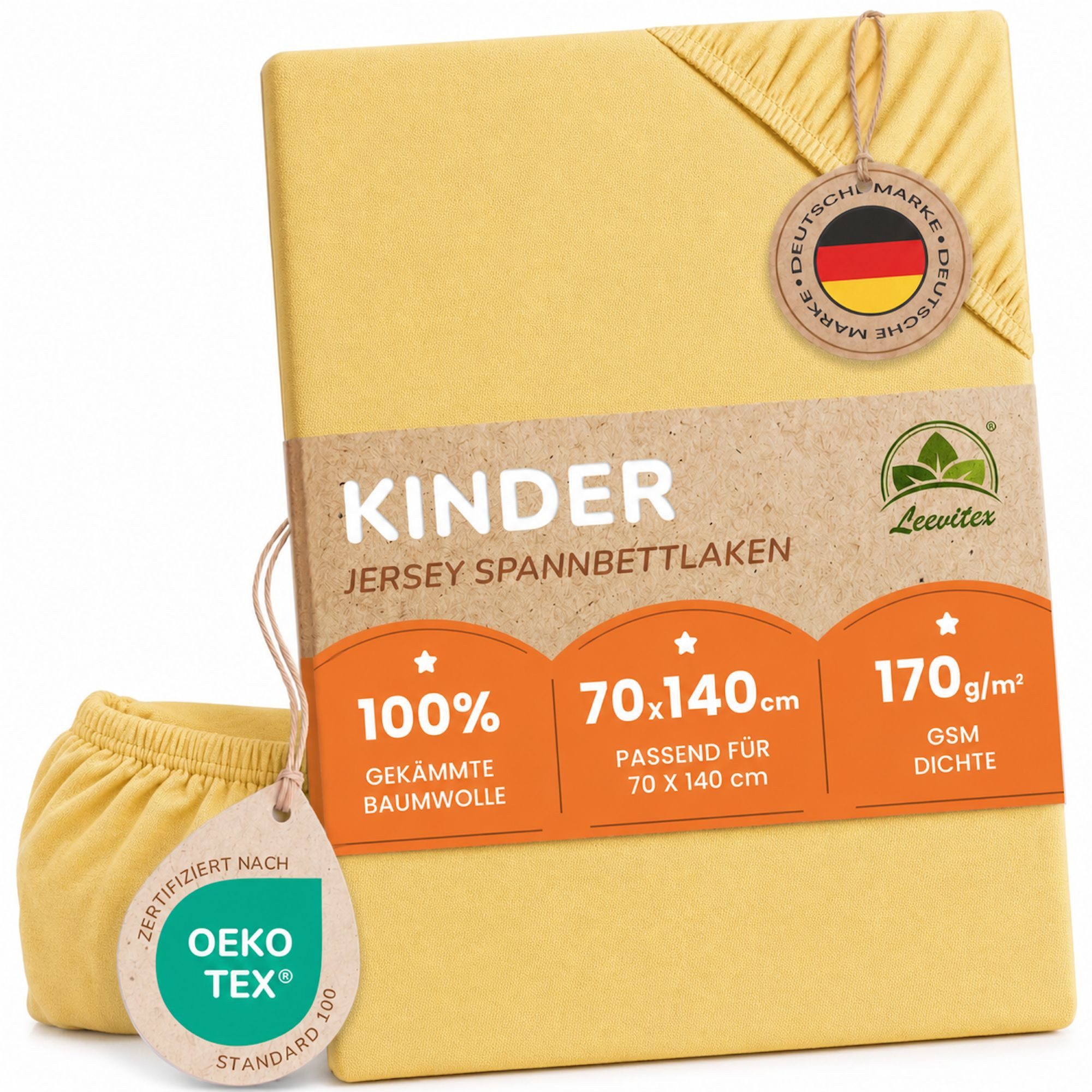 leevitex® Spannbettlaken für Kinderbetten, 1er-Set, 70 x 140 cm, Steghöhe 15 cm, Jersey, Gummizug: rundum, (1 Stück), verschiedene Farben, OEKO-TEX® STANDARD 100 zertifiziert