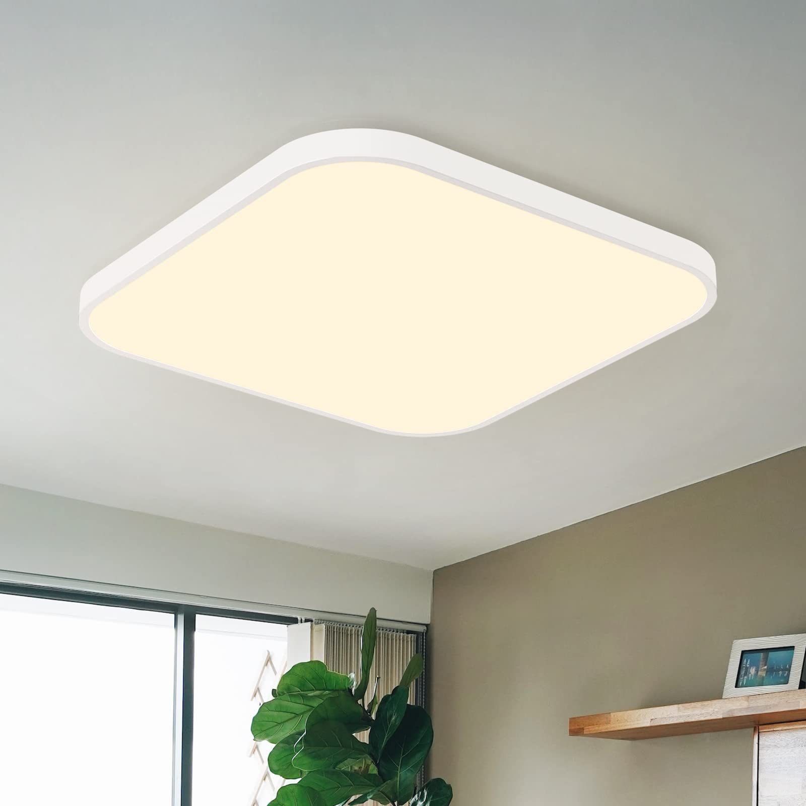ZMH LED Deckenleuchte 27cm Quadratisch Flach IP44 19W Wohnzimmer Schlafzimmer, LED fest integriert, 3000k, Wasserdicht Schlafzimmerlampe Quadratisch Küchenlampe
