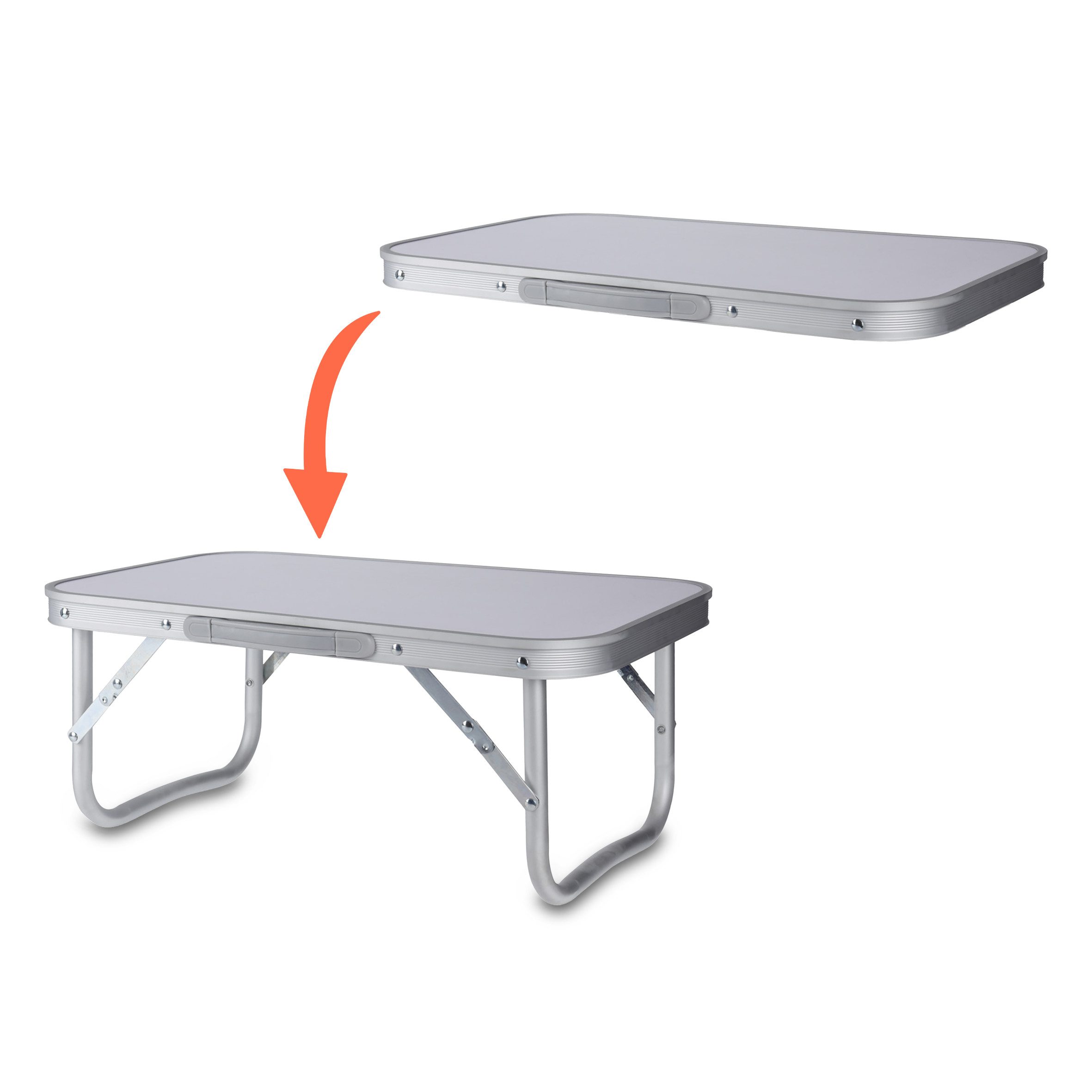 Spetebo Campingtisch Mini Campingtisch weiß klappbar - 56 x 34 cm (Stück, 1-St., Klapptisch), Aluminium Klapptisch niedrig – Bild 2 von 4
