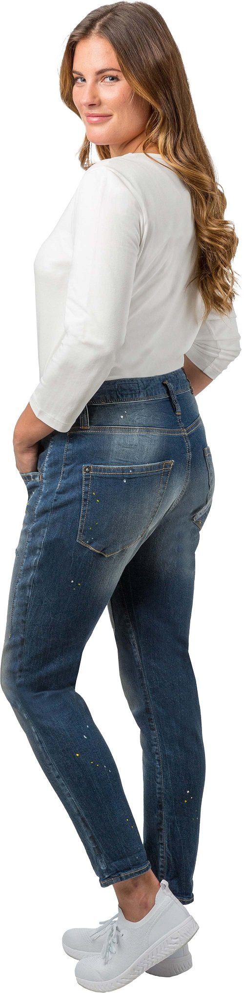 Herrlicher Boyfriend-Jeans HERRLICHER SHYRA CROPPED JEANS MIT FARBKLECKSEN DESTROY AUS BIO-BAUMWOLLE