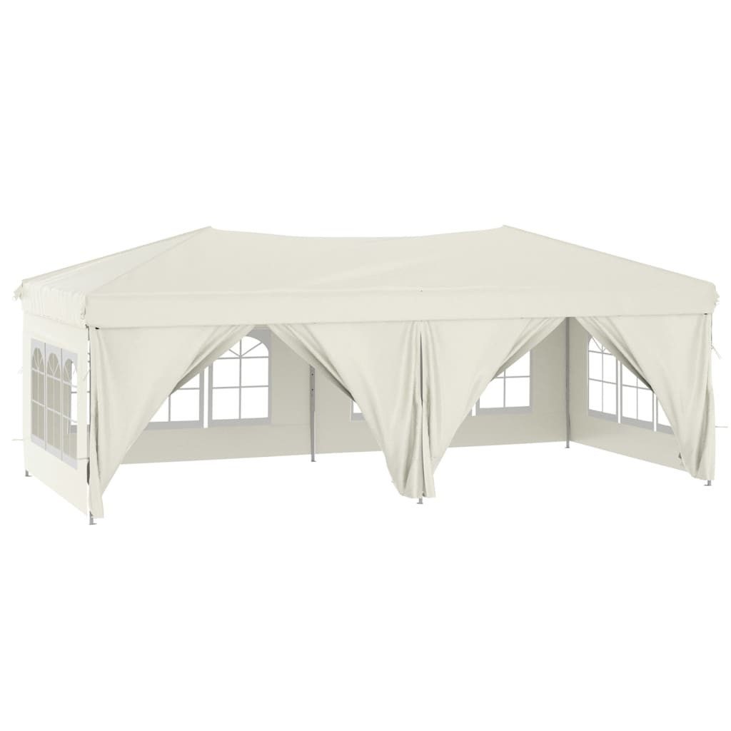 Pavillon Partyzelt Faltbar mit Seitenwänden Creme 3x6 m Garten Pavillon Faltpa