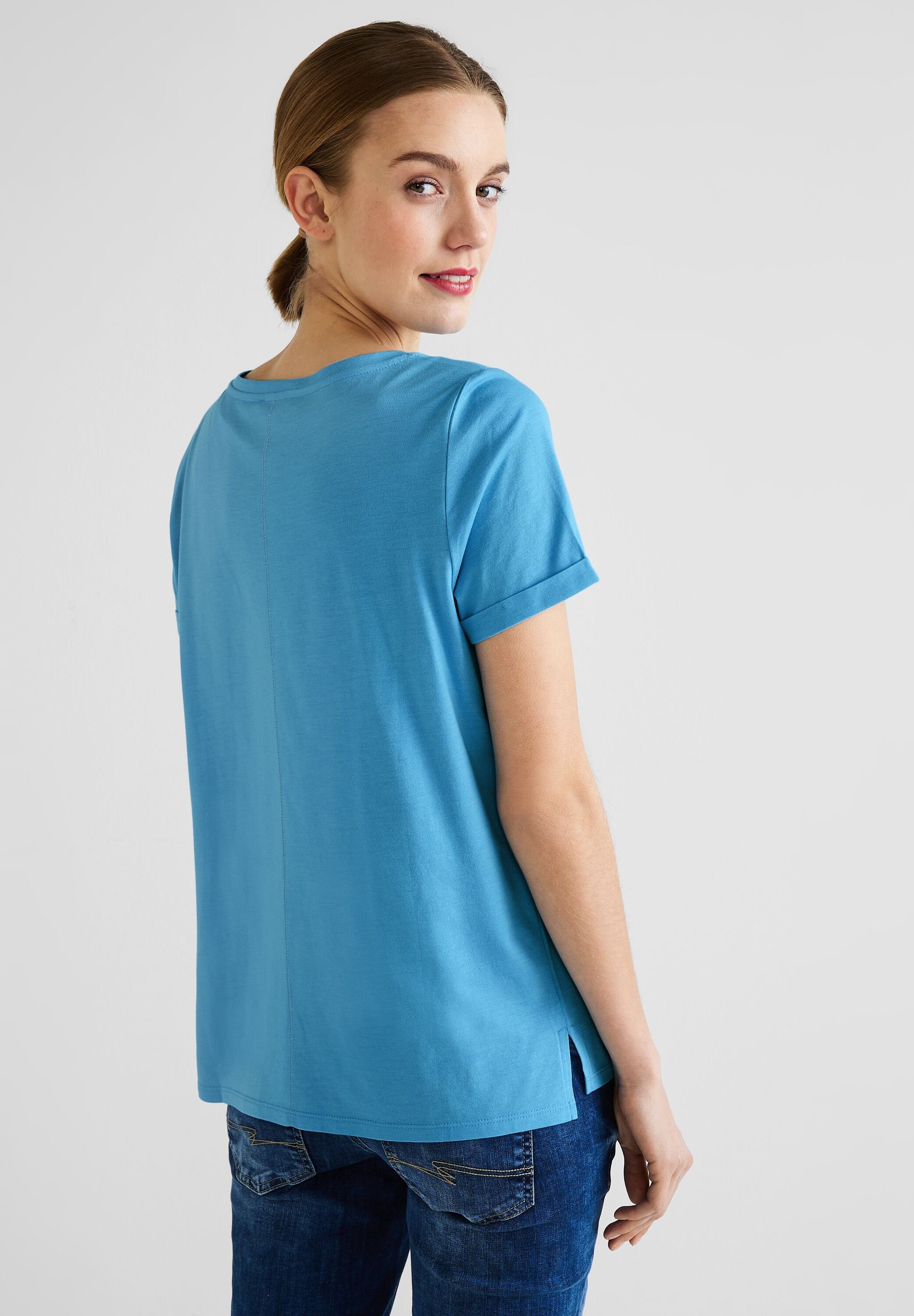 Unifarbe T-Shirt in splash ONE STREET blue