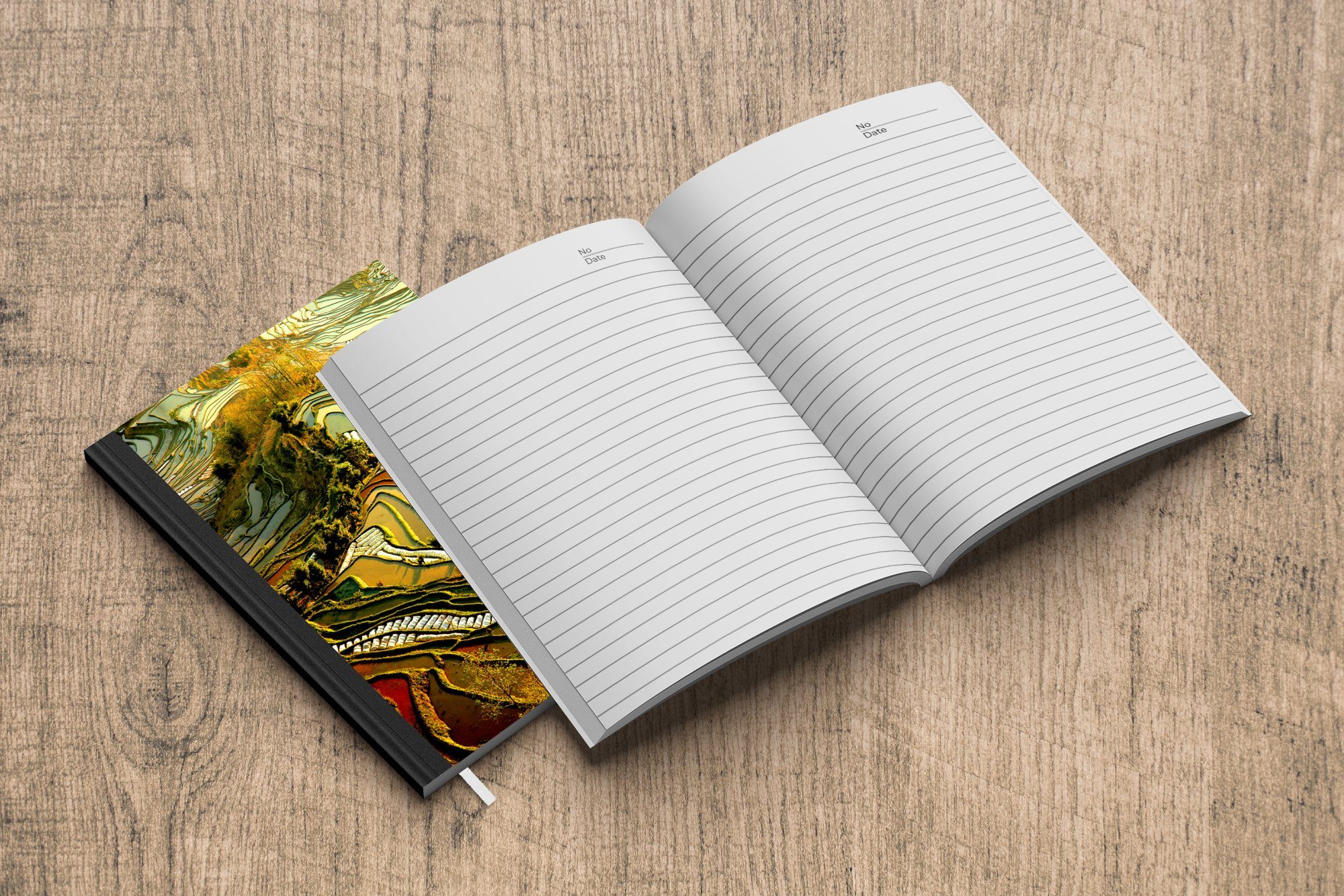 MuchoWow Notizbuch Schöne Farbpalette von 98 Notizheft, Reisfeldern Merkzettel, Seiten, A5, Haushaltsbuch Tagebuch, in Journal, China
