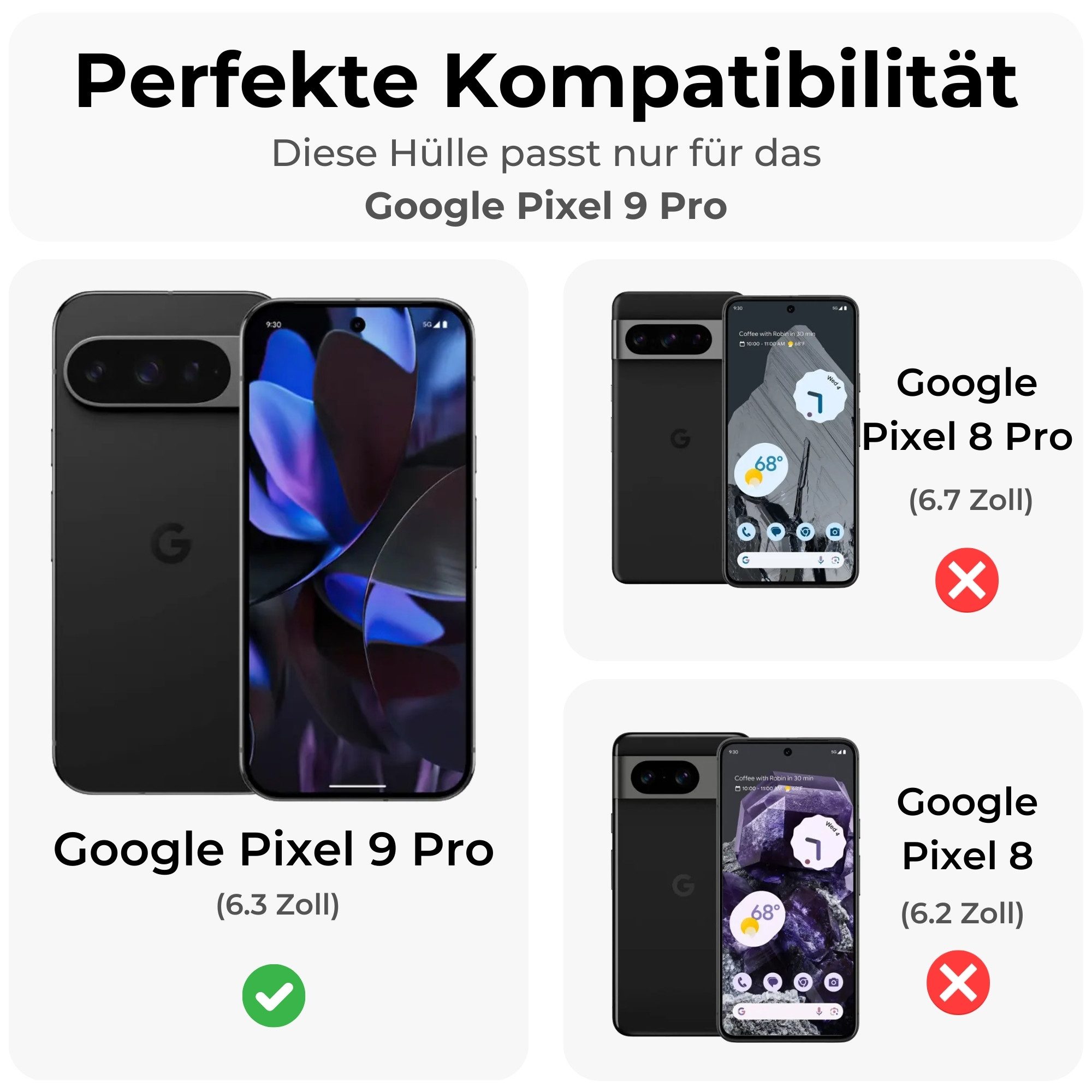 betterfon Handykette für Google mit Band Kartenfächer PU Leder Umhängetasche, Umhängetasche, Hände frei, Silikonhülle & Schnur für Alltag
