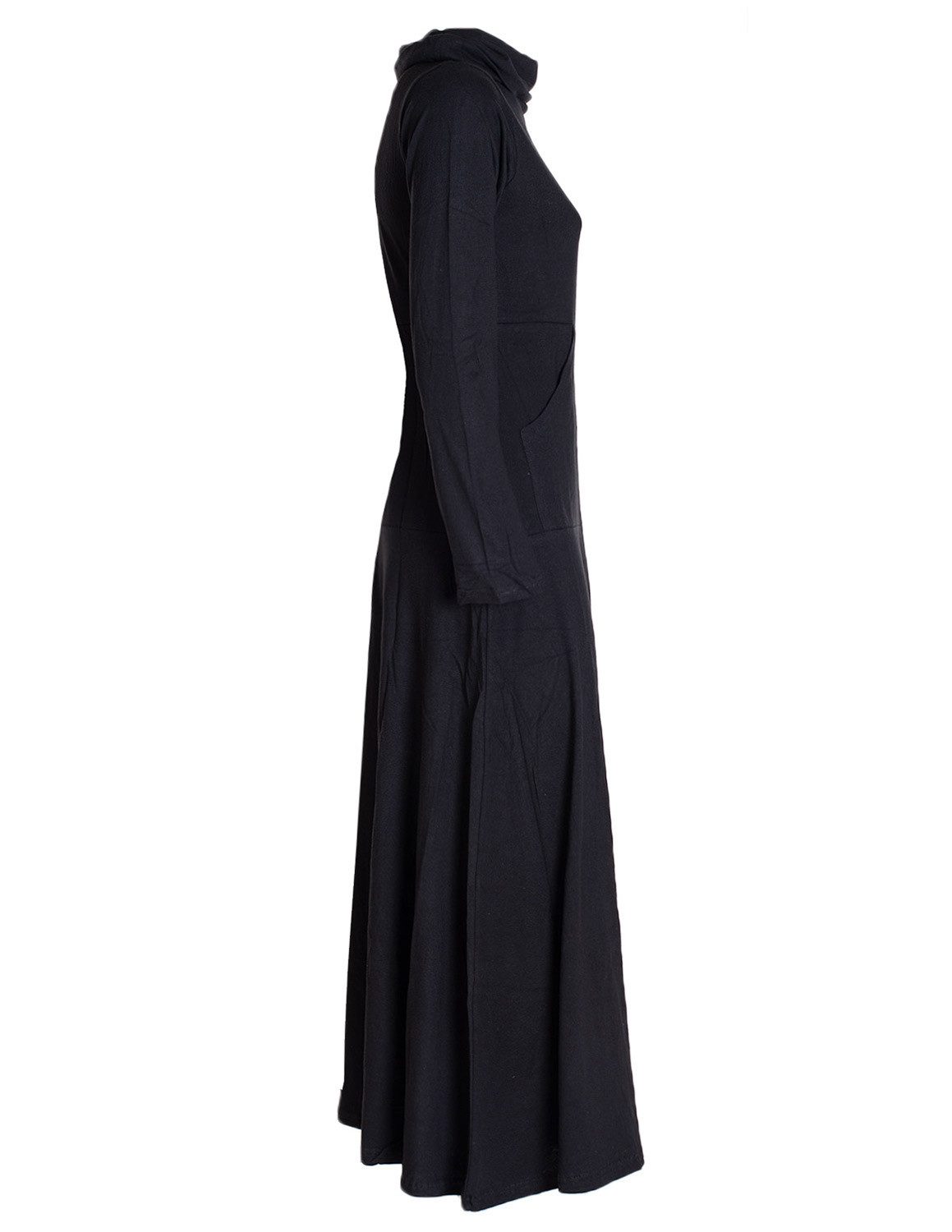 Vishes Maxikleid Damen Maxi-Kleid Baumwolle Casual Rollkragen mit Tasche Alternative Bekleidung, Ethno, Hippie, Retro Style