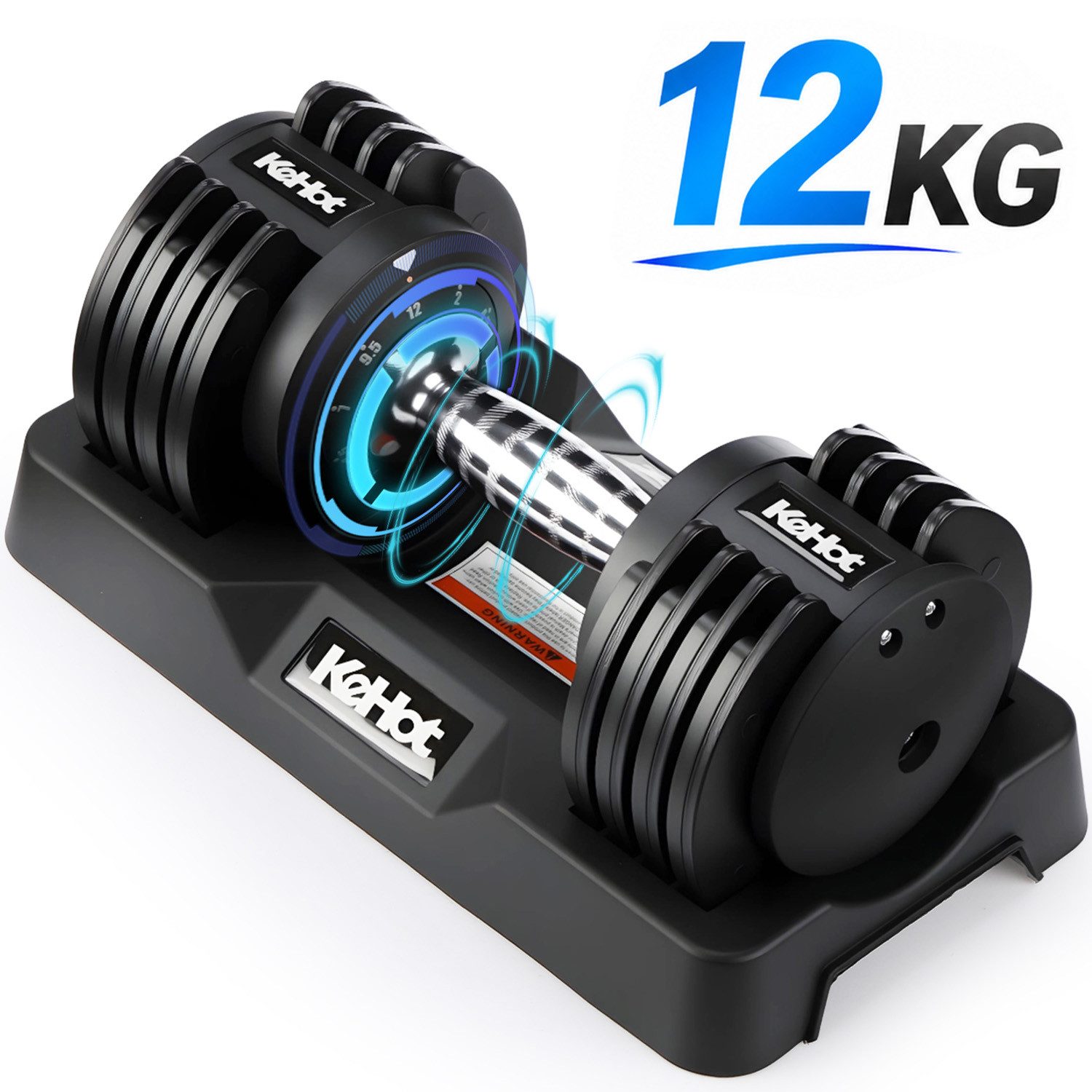 kehot Hantel-Set Verstellbare Kurzhantel 12 kg mit 5 Gewichtsstufen & Basisständer, (2–12 kg einstellbar für Heimtraining, Muskelaufbau & Fitnessstudio, mit Rutschfestem Griff,Sicherem Verriegelungssystem, Platzsparendes), Ergonomischer Griff für sicheren Halt während des Trainings